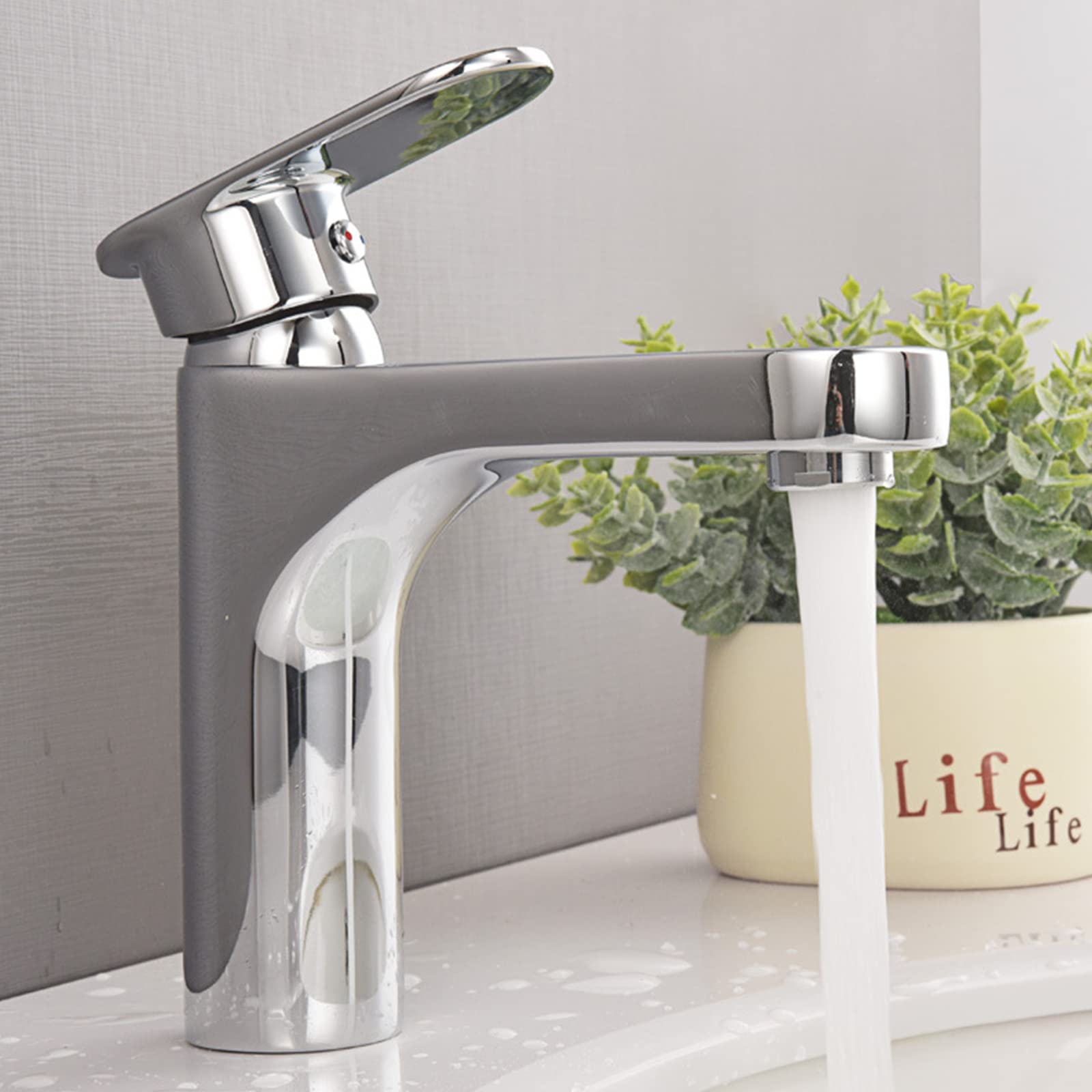 Premium Brass Bathroom Sink Faucet - Chrome Plated Single Handle Mixer Tap with Hot & Cold Water Control - Perfect for Vessel Sinks, Vanities, and Modern Bathrooms - Easy Single Hole Installation for Home & Commercial Use