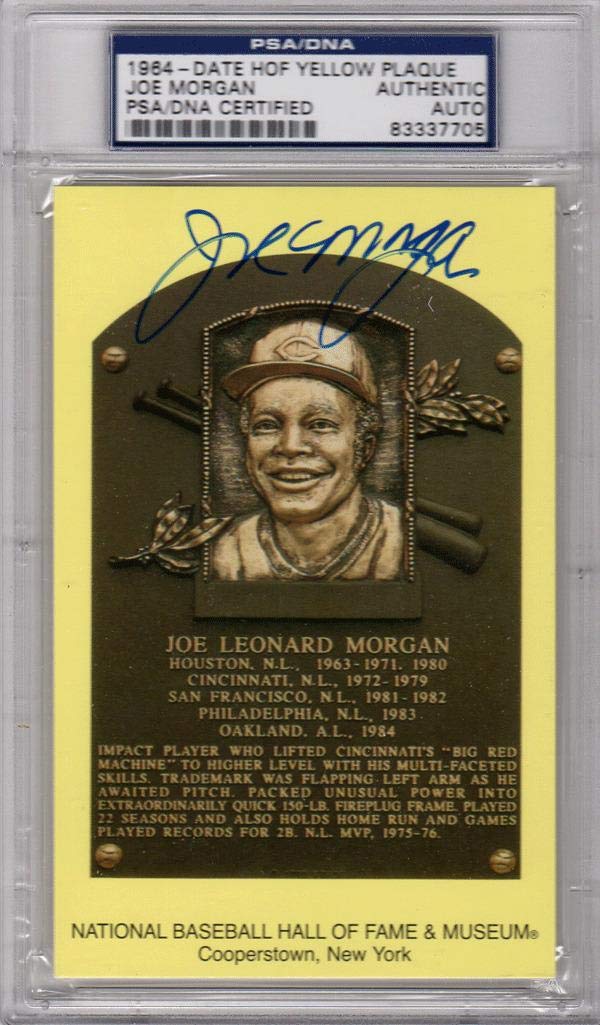 Joe Morgan Signed Baseball Hall of Fame Plaque with PSA/DNA Certification - Authentic HOF Autographed Collectible for Baseball Memorabilia Display and Investment