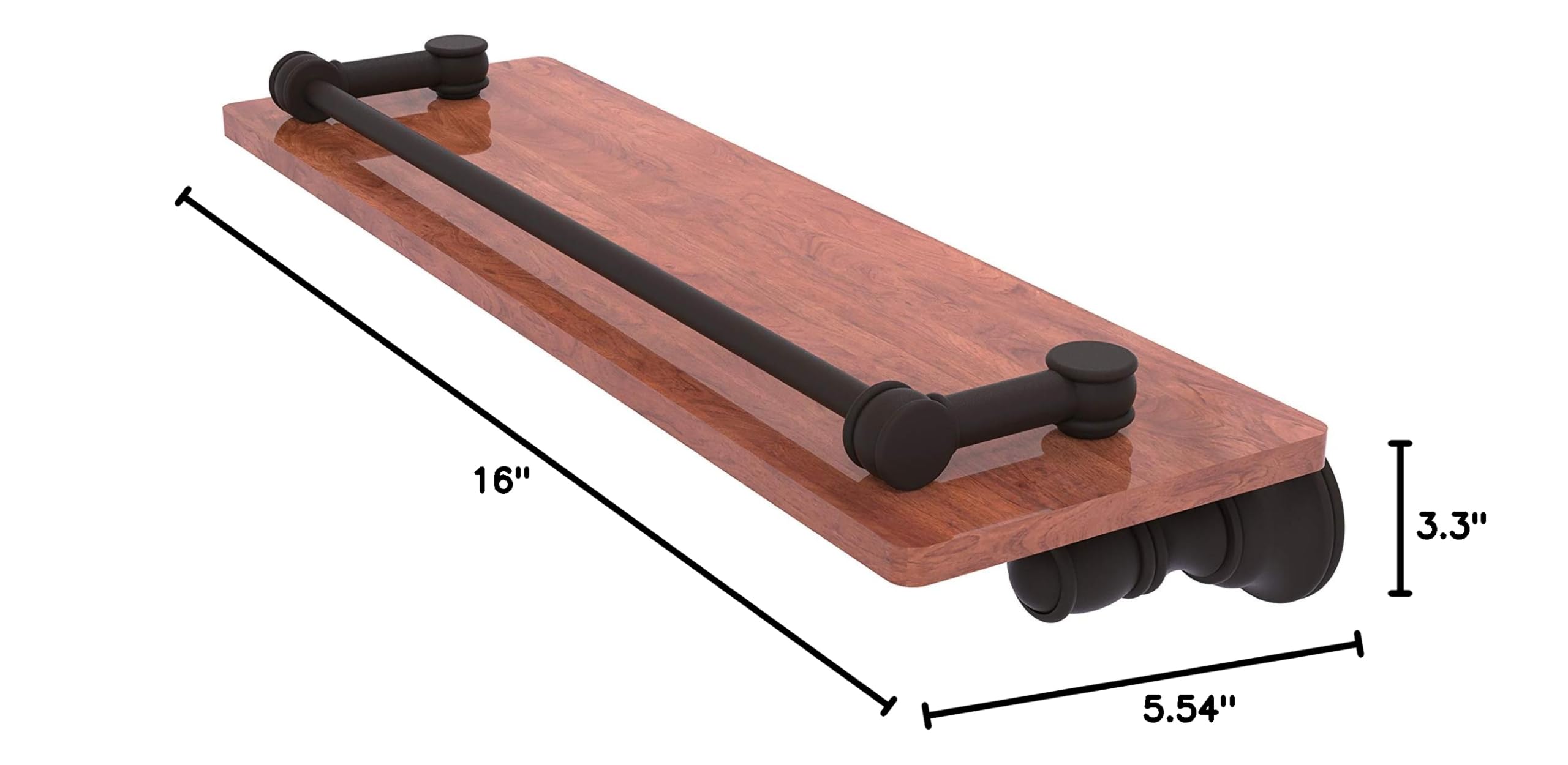Allied Brass CL-1-16-GAL-IRW Carolina Collection 16 Inch Wooden Gallery Rail Shelf in Oil Rubbed Bronze - Perfect for Kitchen, Bathroom & Living Room Wall Decor