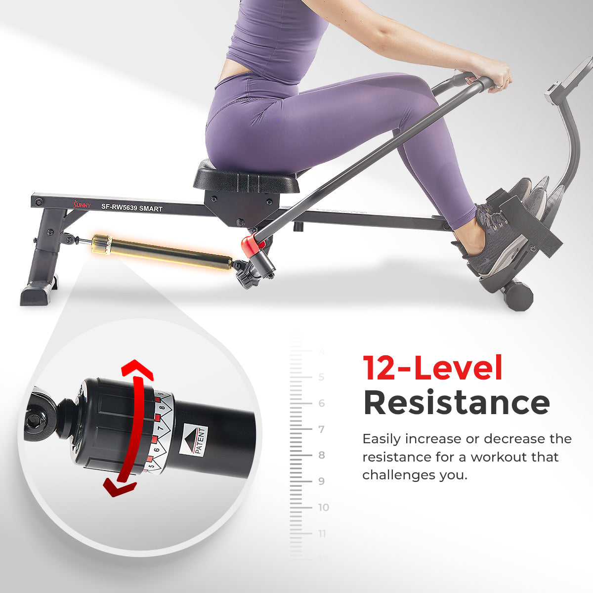 Smart Compact Full Motion Rowing Machine with 12 Levels Hydraulic Resistance - Home Gym Equipment for Cardio Workout & Full Body Training - Perfect for Small Spaces & Indoor Fitness