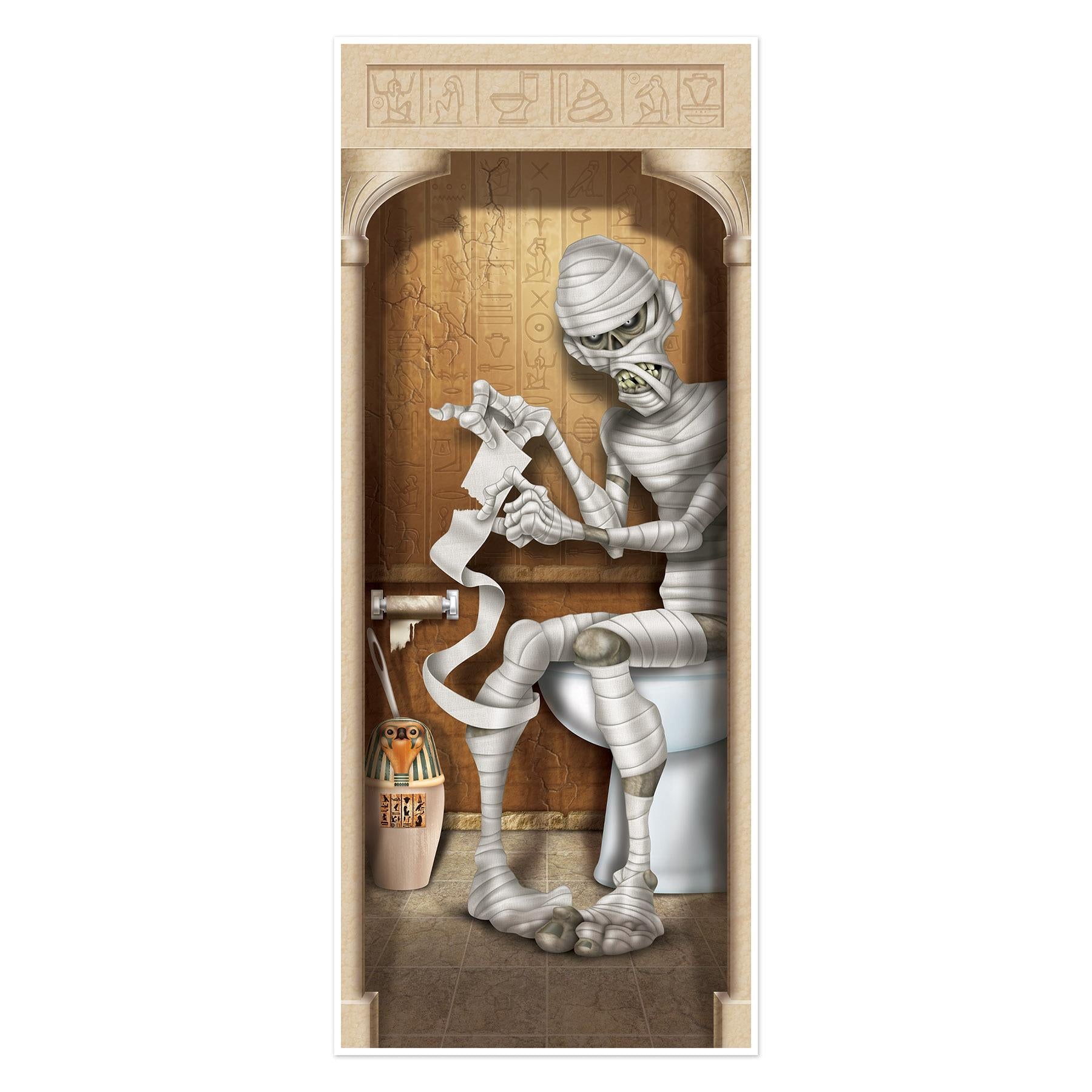 12 Pack Beistle Halloween Mummy Restroom Door Cover - Spooky Bathroom Decor for Halloween Party, Haunted House & Trick or Treat Decorations