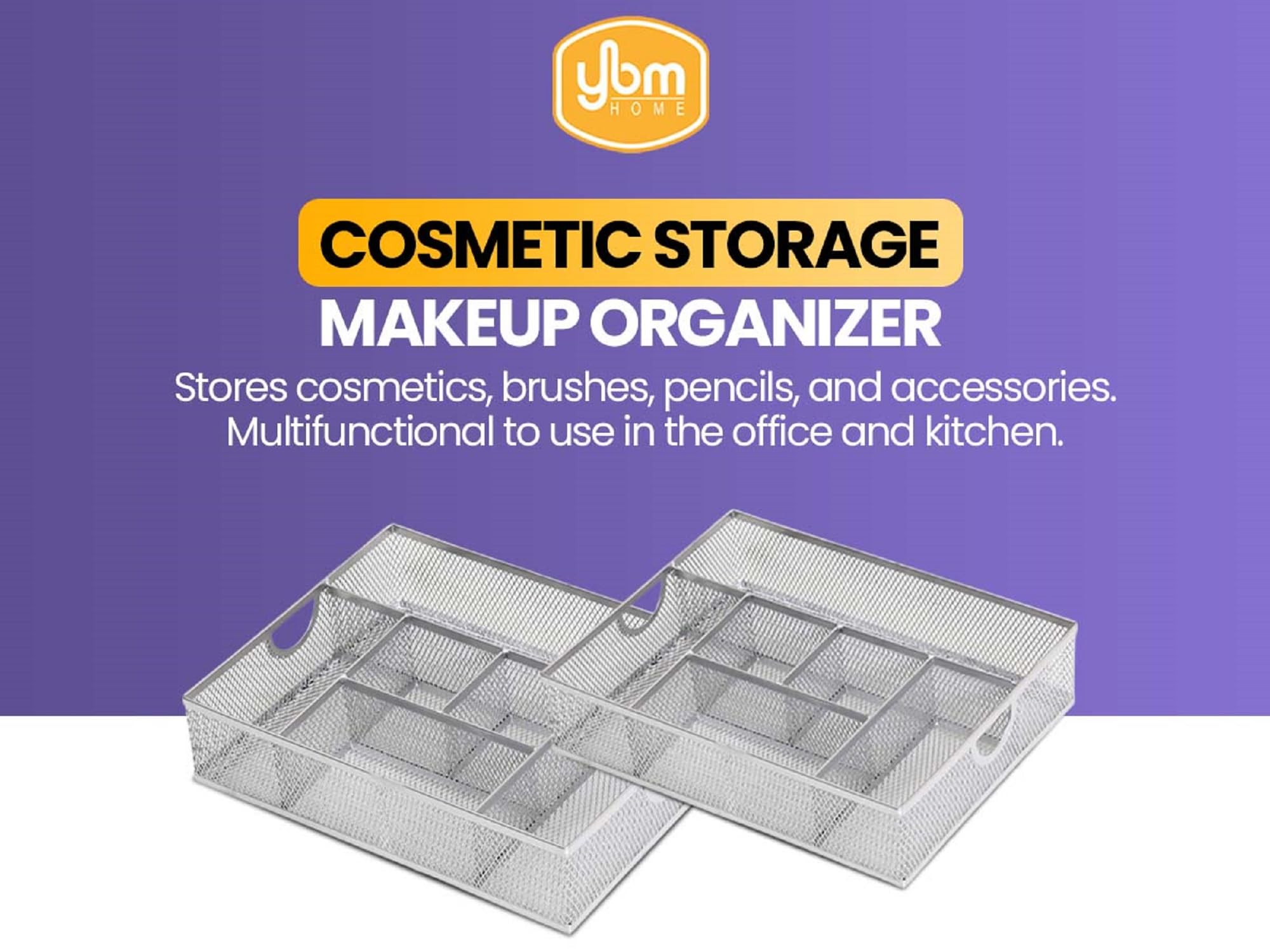 YBM HOME 2-Pack Stainless Steel Mesh Cosmetic Organizer - Makeup Storage for Brushes, Pencils & Accessories - Vanity, Bathroom & Dresser Counter Organizer - Perfect for Beauty Salon, Home Decor & Gift Giving