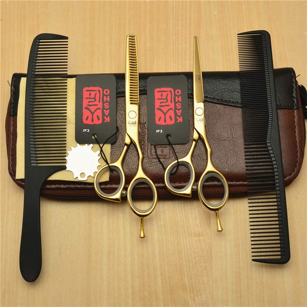Professional Hair Cutting Scissors Set - 5.5 Inch Stainless Steel Hairdressing Shears (Straight & Thinning Scissors) for Barber Salon, Stylists & Home Haircuts - Perfect for Men, Women & Kids Hair Styling
