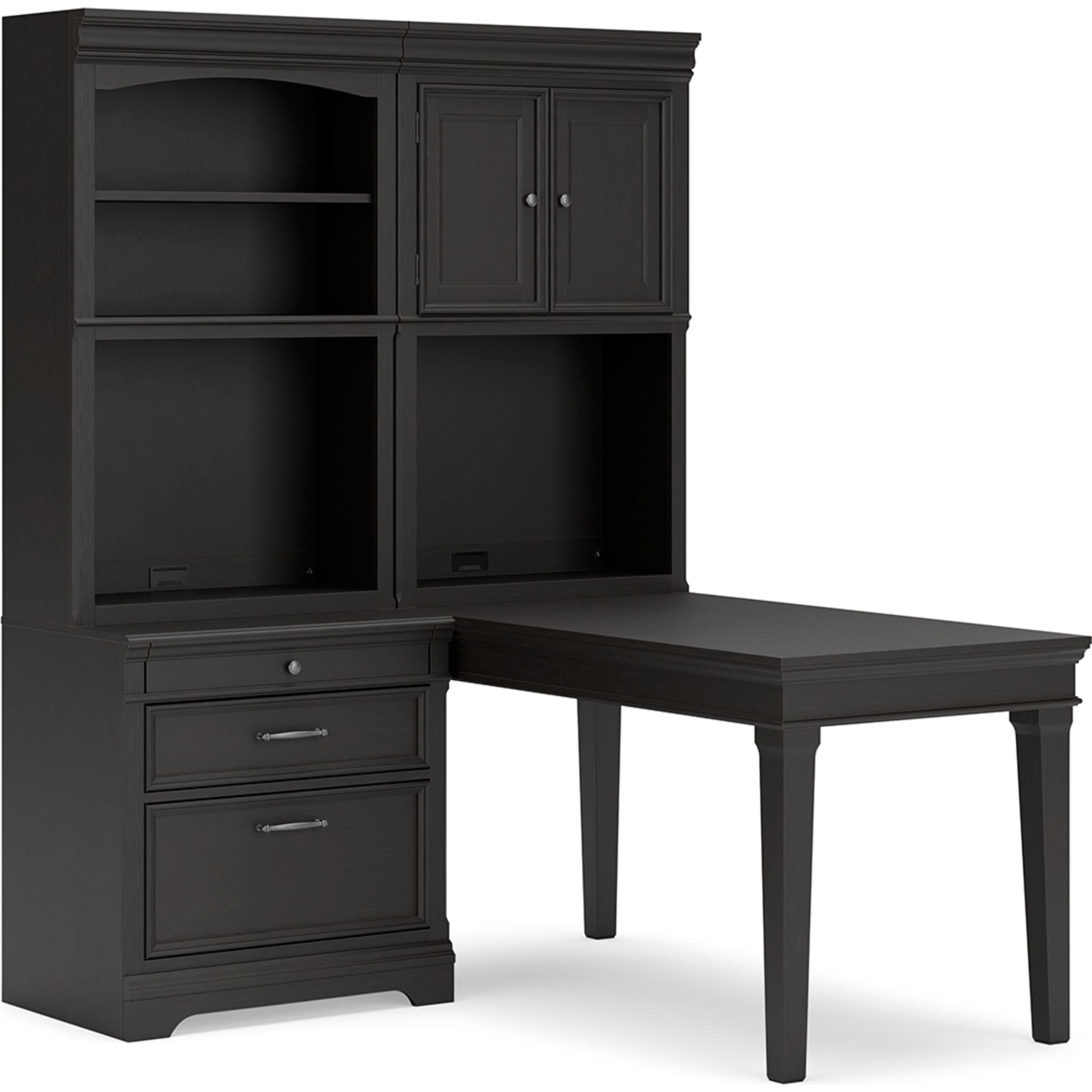 Beckincreek Black Office Desk - Modern Writing Desk for Home & Office Workspace, Study, and Remote Work