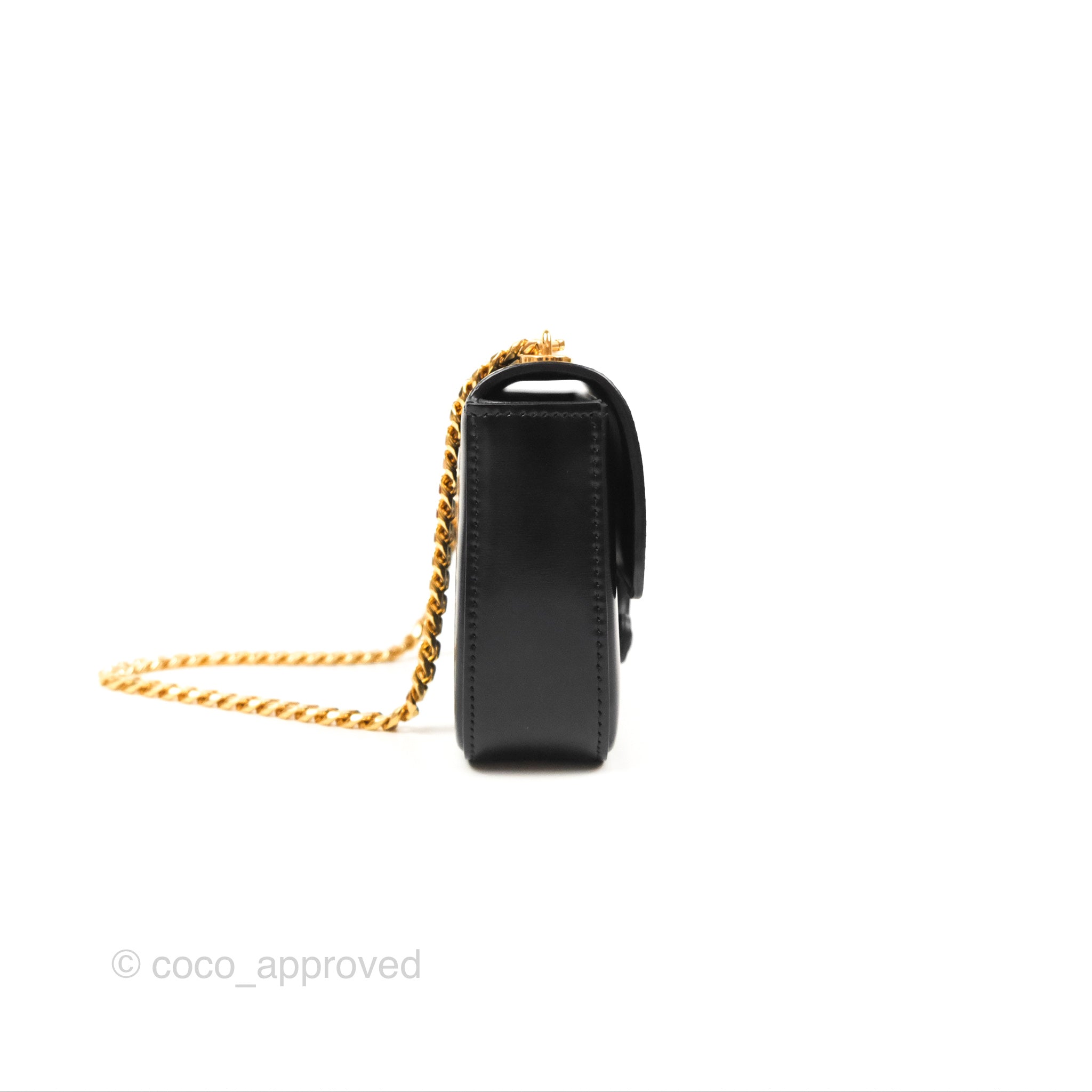 Celine Triomphe Chain Shoulder Bag in Black Shiny Calfskin Leather - Luxury Crossbody Purse for Women, Perfect for Evening Parties & Date Nights