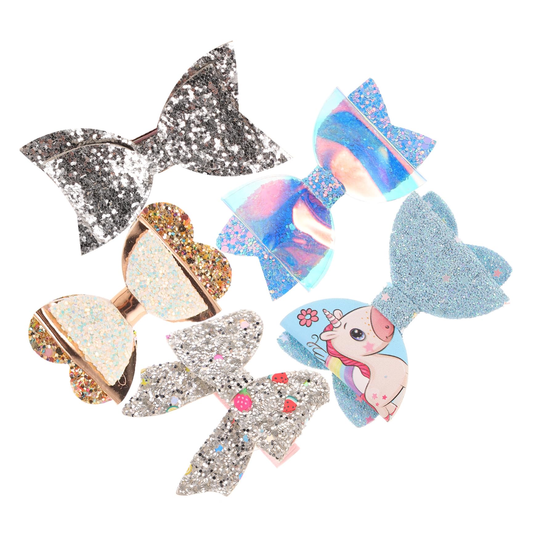 5 Sets Girls Hair Bows Clips - Fashionable Hair Accessories for School, Kindergarten & Parties | Exquisite Hair Headdresses (5pcs x 5) - Perfect for Daily Wear, Special Occasions & Gift Giving