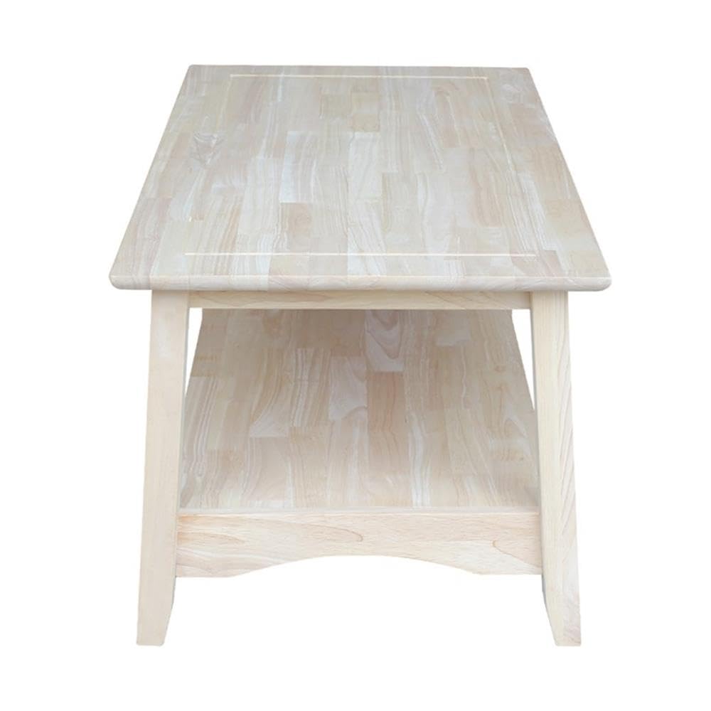 Unfinished International Concepts Bombay Tall Coffee Table - Modern Living Room Furniture for Home Decor & Entertaining