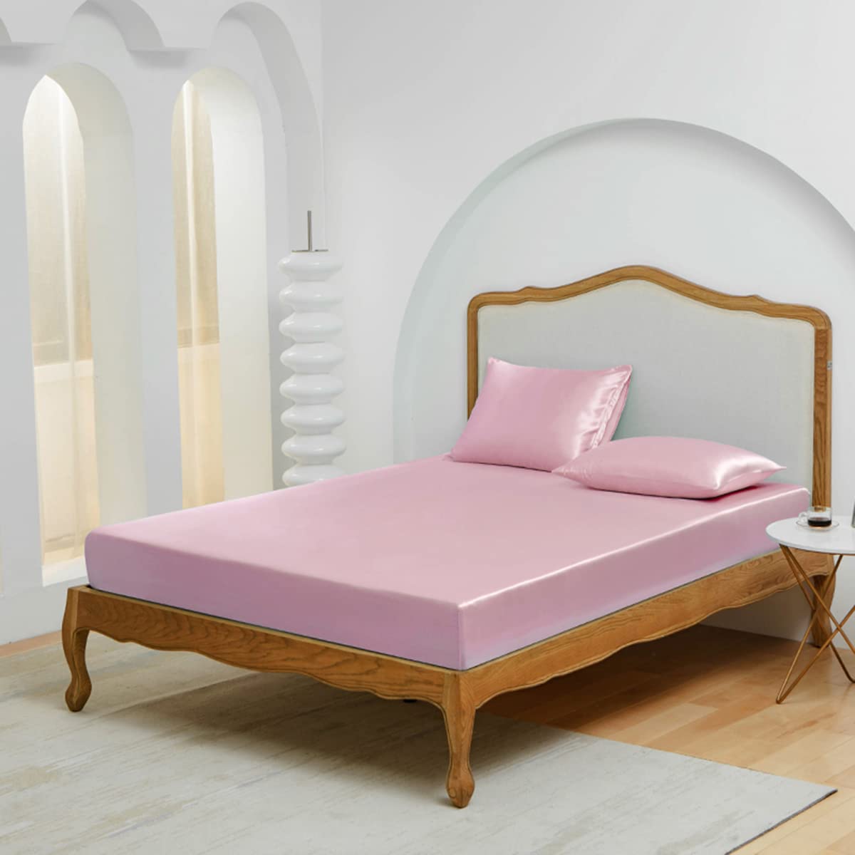 Premium Full Size Fitted Sheet - Deep Pocket Microfiber Bed Sheet - Wrinkle, Fade & Shrink Resistant - Easy Care Durable Bottom Sheet (Pink) - Perfect for Guest Rooms, Dorms & Everyday Comfort