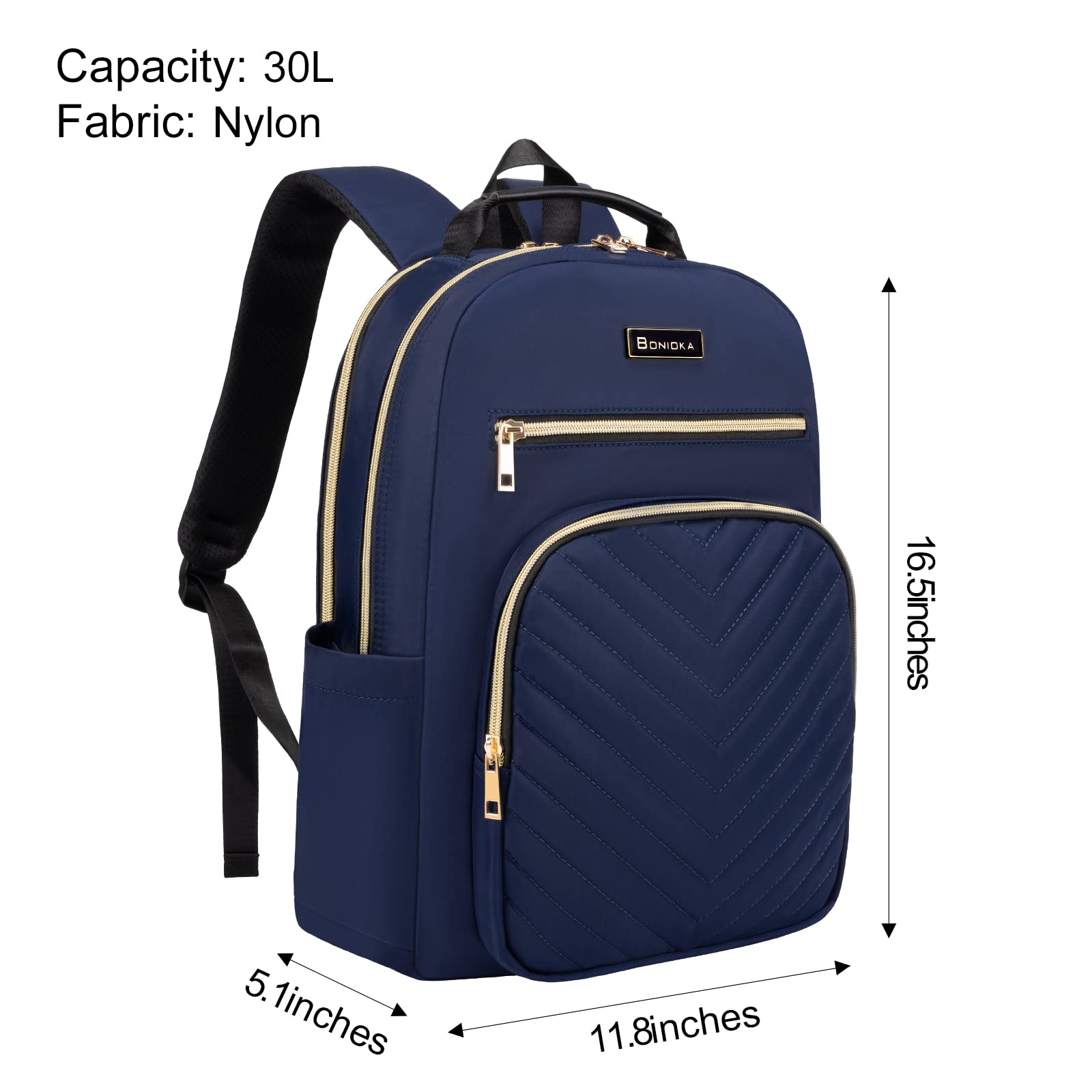 Stylish Women's Laptop Backpack with USB Charging Port - 15.6 Inch Waterproof Travel Backpack for Work & Business Trips - Fits Under Airplane Seat & Attaches to Luggage - Perfect for Commuting, College & Business Travel (Blue)