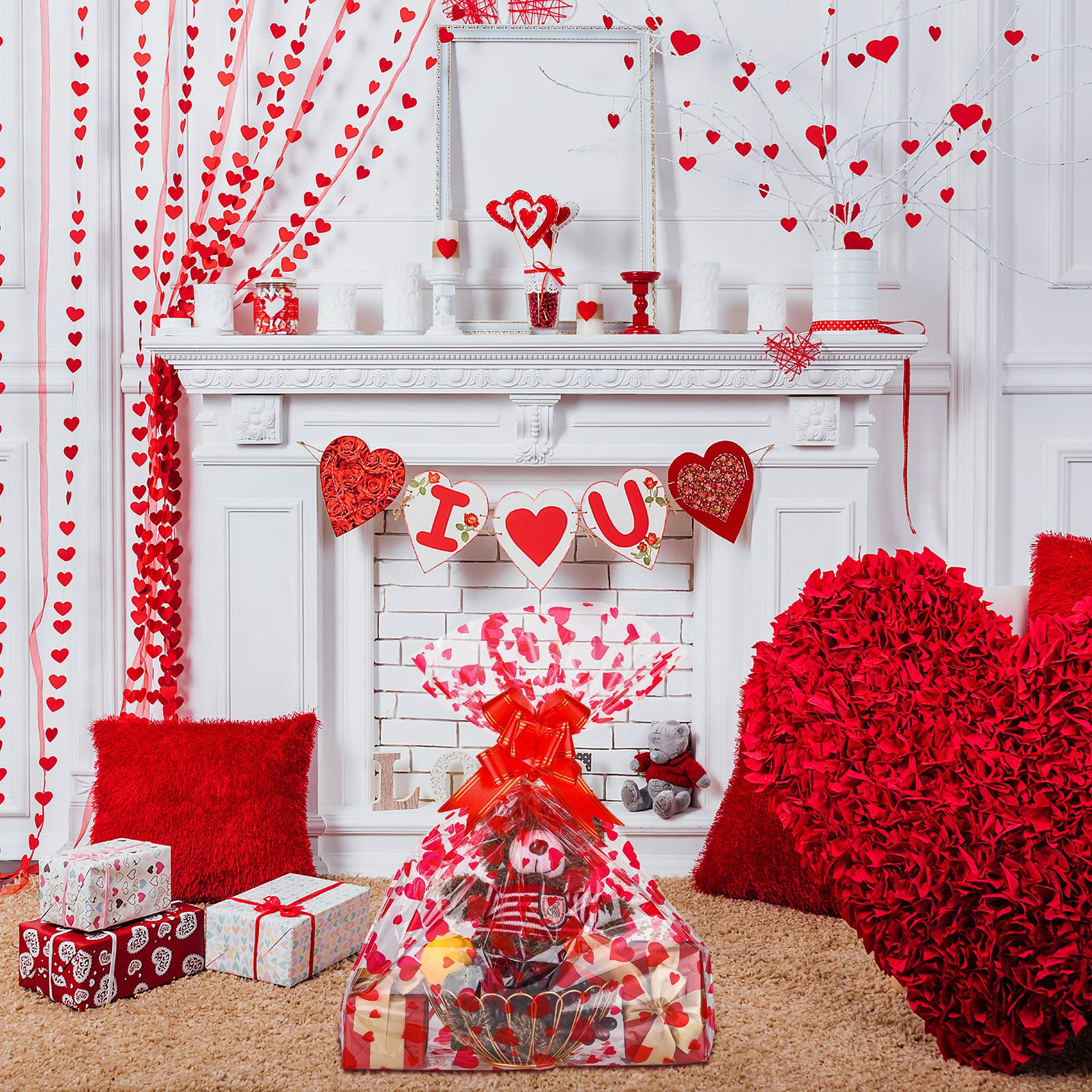 Valentine's Day Cellophane Bags - 20 Pack Large 35