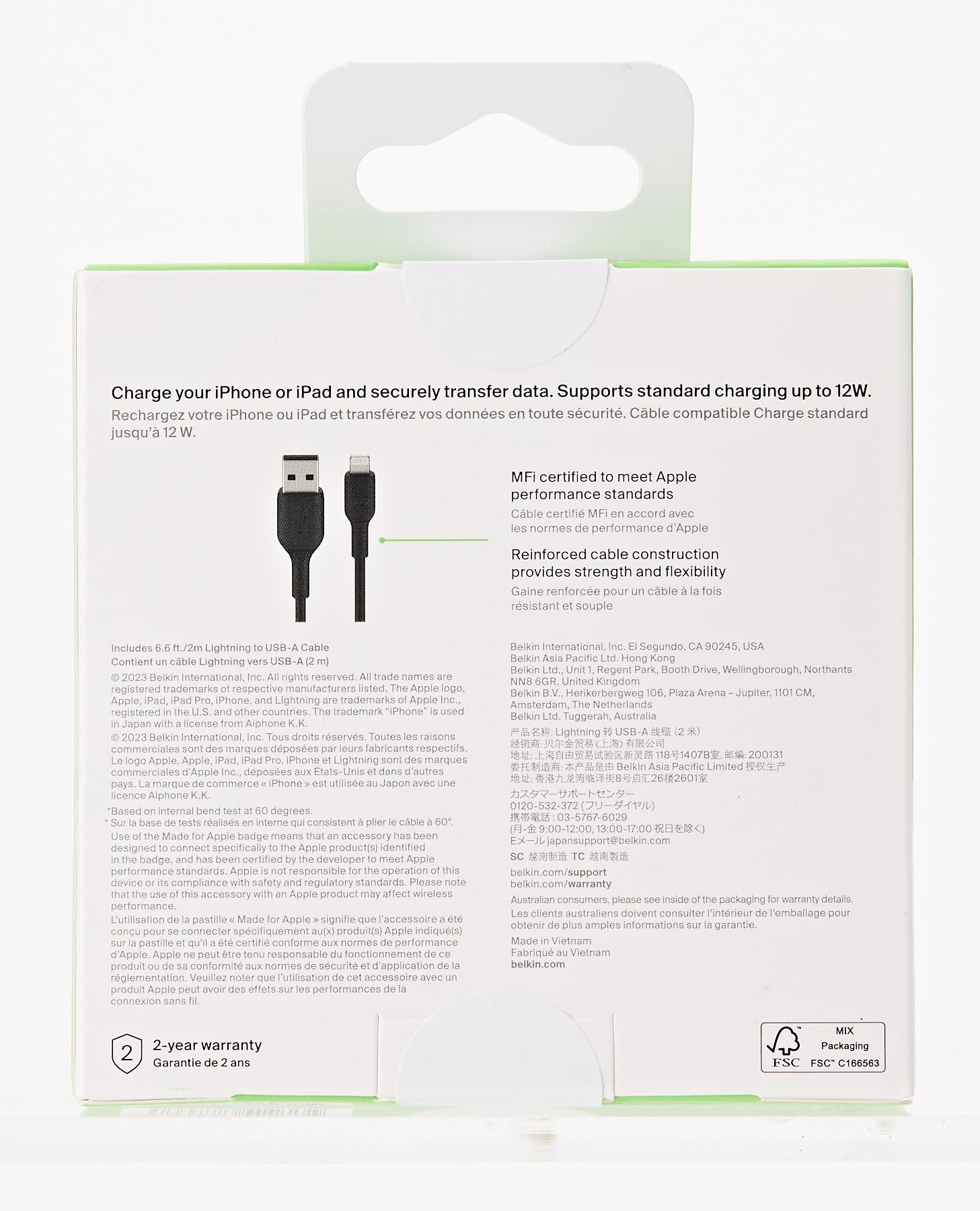 Belkin BoostCharge MFi Certified 6.6ft USB to Lightning Cable - Fast Charging Cord for iPhone 14/13/12/11/X/8/7 - Durable 2M Apple Charger Cable for Home, Office & Travel - Black