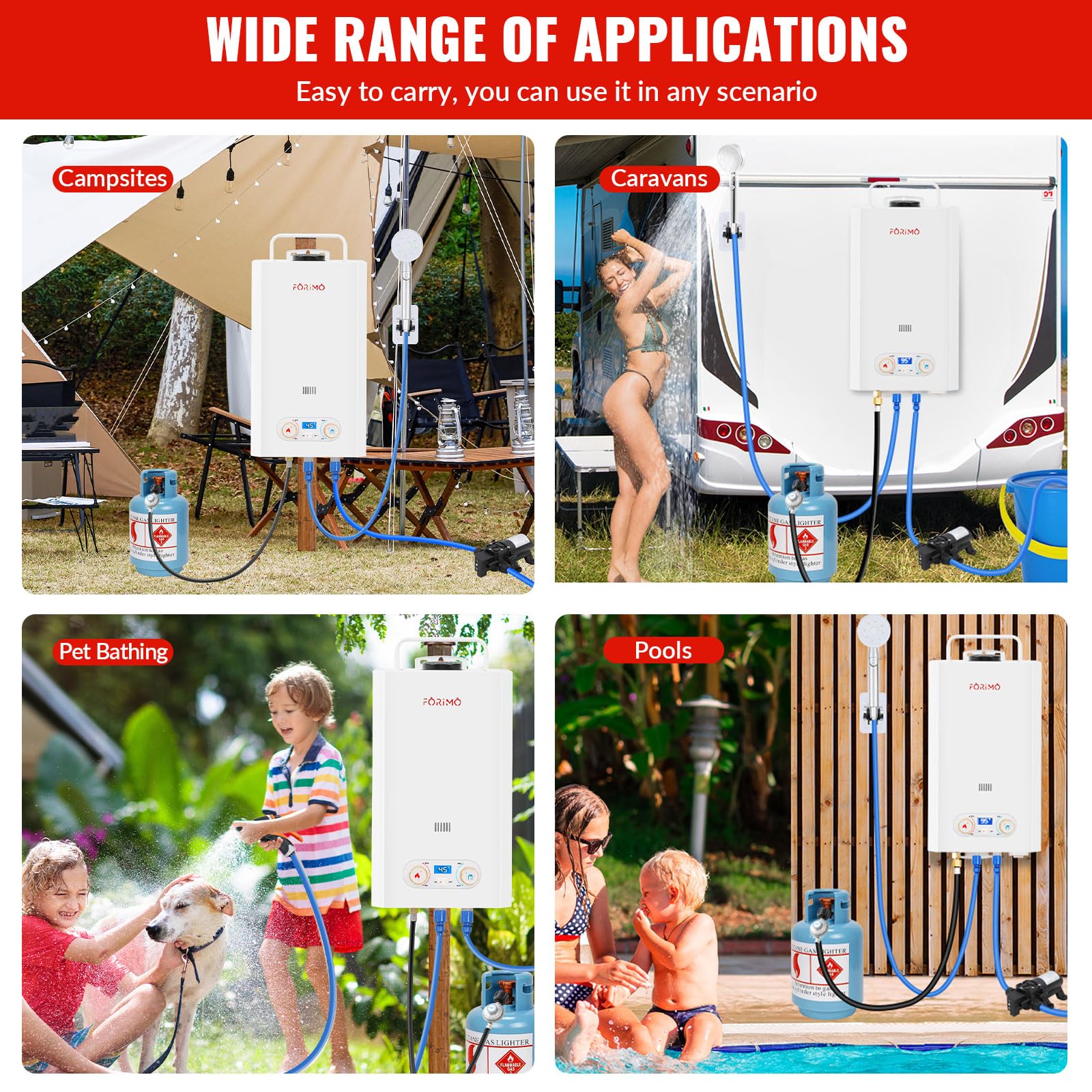 Portable Propane Tankless Water Heater - 2.11GPM 8L Outdoor Instant Hot Water System with Digital Display & Water Pump - Perfect for Camping, RV Trips, Boating & Off-Grid Cabins