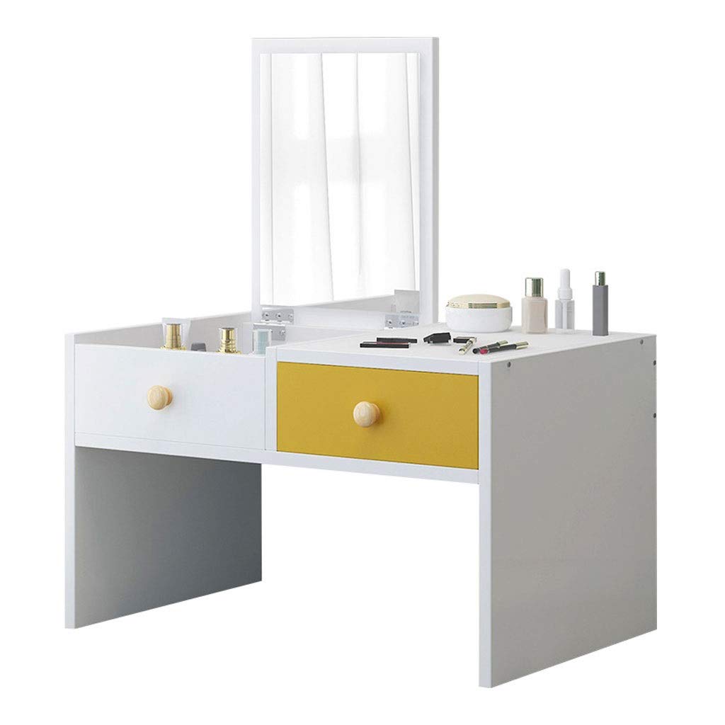 Zenglingliang Flip Mirror Vanity Table - Compact Dressing Table with Drawer, Multifunctional Small Coffee Table & Makeup Vanity Set for Bedroom, Living Room, or Dorm (Color: A) - Perfect for Daily Makeup, Skincare & Home Decor