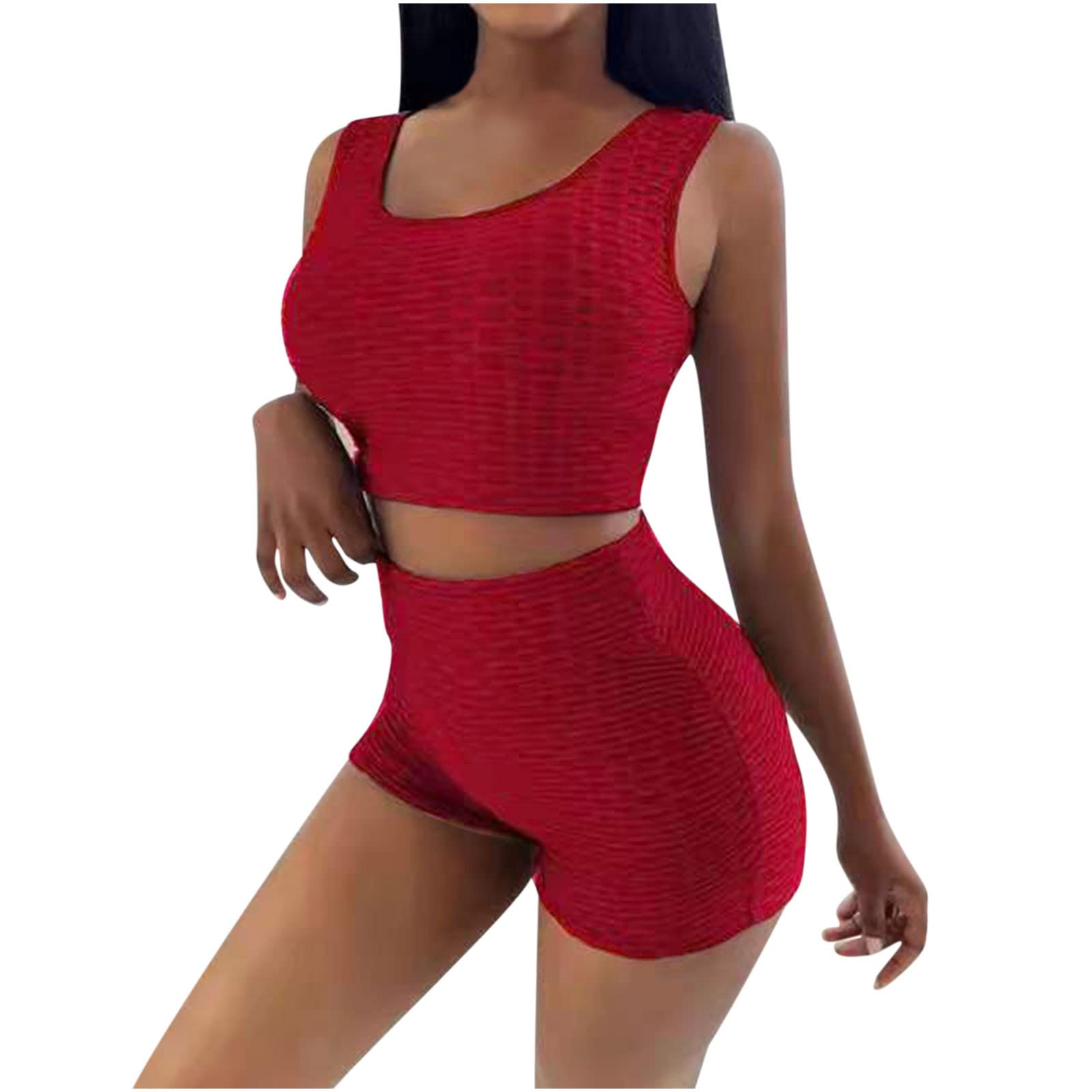 Women's Plaid Tank & Shorts Set - Summer Fall Basic Two Piece Outfit for Workout, Sports & Casual Wear | Comfortable & Stylish Activewear for Women