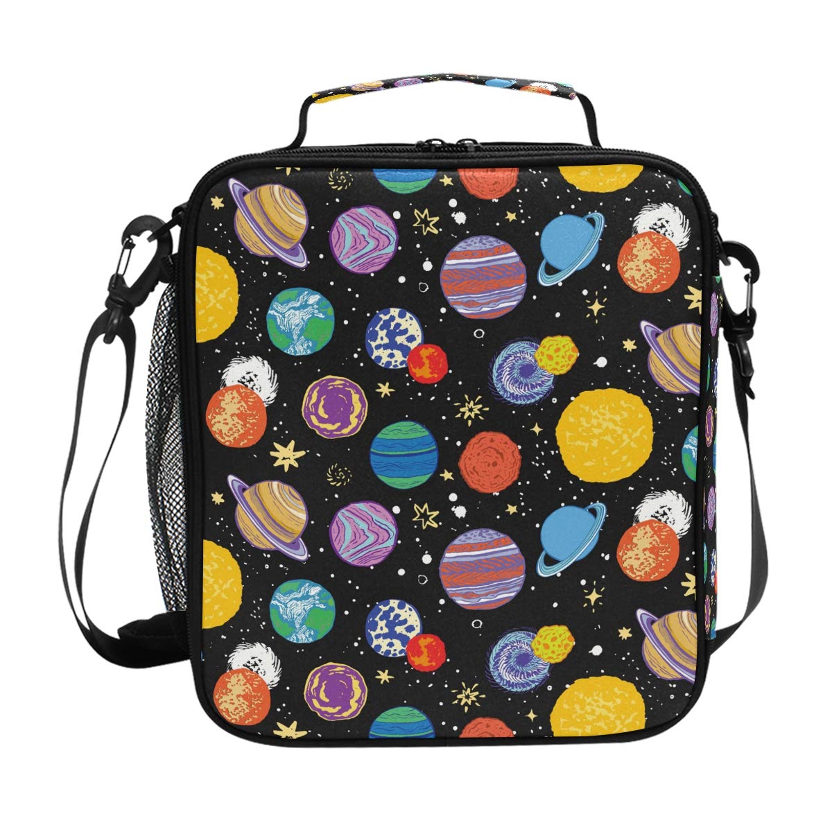 Stylish Planet Doodle Universe Insulated Lunch Box Tote - Reusable Cooler Bag for Women & Kids - Perfect for School, Picnics & Outdoor Activities