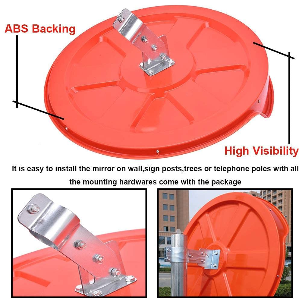 130° Wide Angle Convex Traffic Mirror - 60CM Safety Mirror for Wall & Pipe Mounting - Indoor & Outdoor Use - Ideal for Warehouses, Driveways & Parking Lots