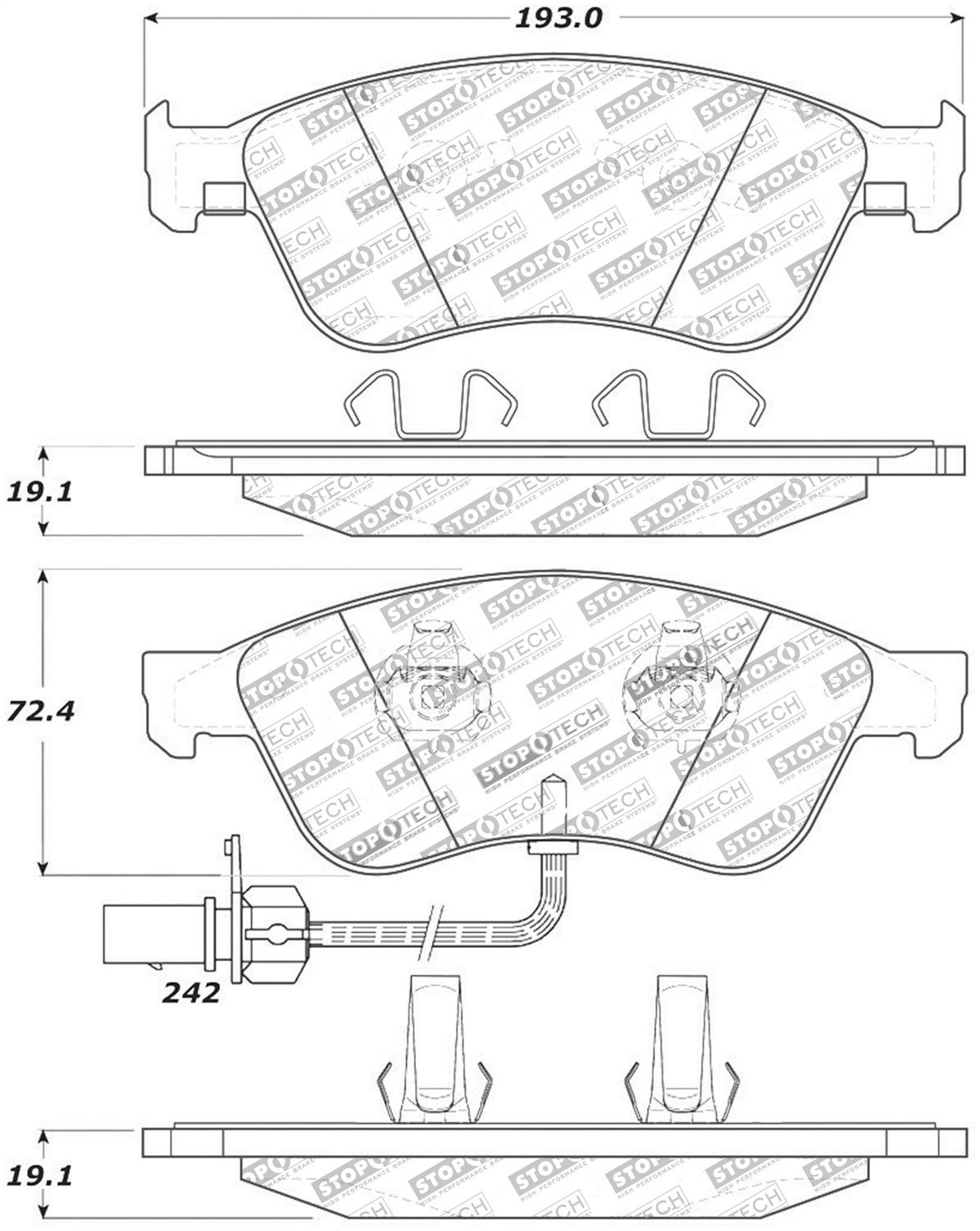 StopTech 308.10240 Front Street Brake Pads with Shims - High Performance Braking for Cars, Trucks & SUVs - Perfect for Daily Commuting and Performance Driving
