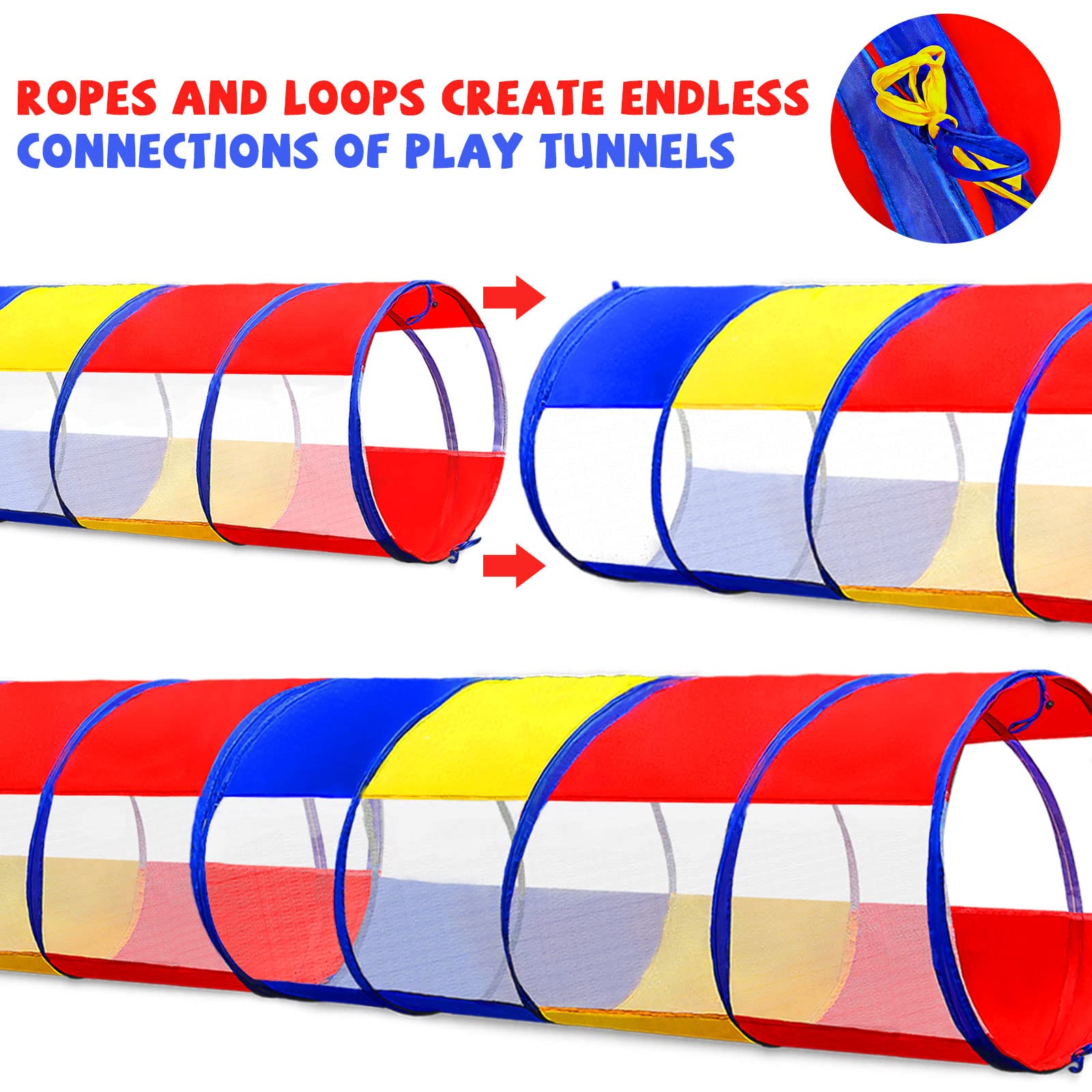 **6ft Kids Play Tunnel for Toddlers 1-3 Years - Pop-Up Crawling Toy with 2 Mesh Sides for Boys & Girls | Indoor/Outdoor Fun, Birthday Gift Idea for Babies, Toddlers & Pets**    *(Perfect for playtime, parties, daycare, backyard adventures & pet enrichment!)*