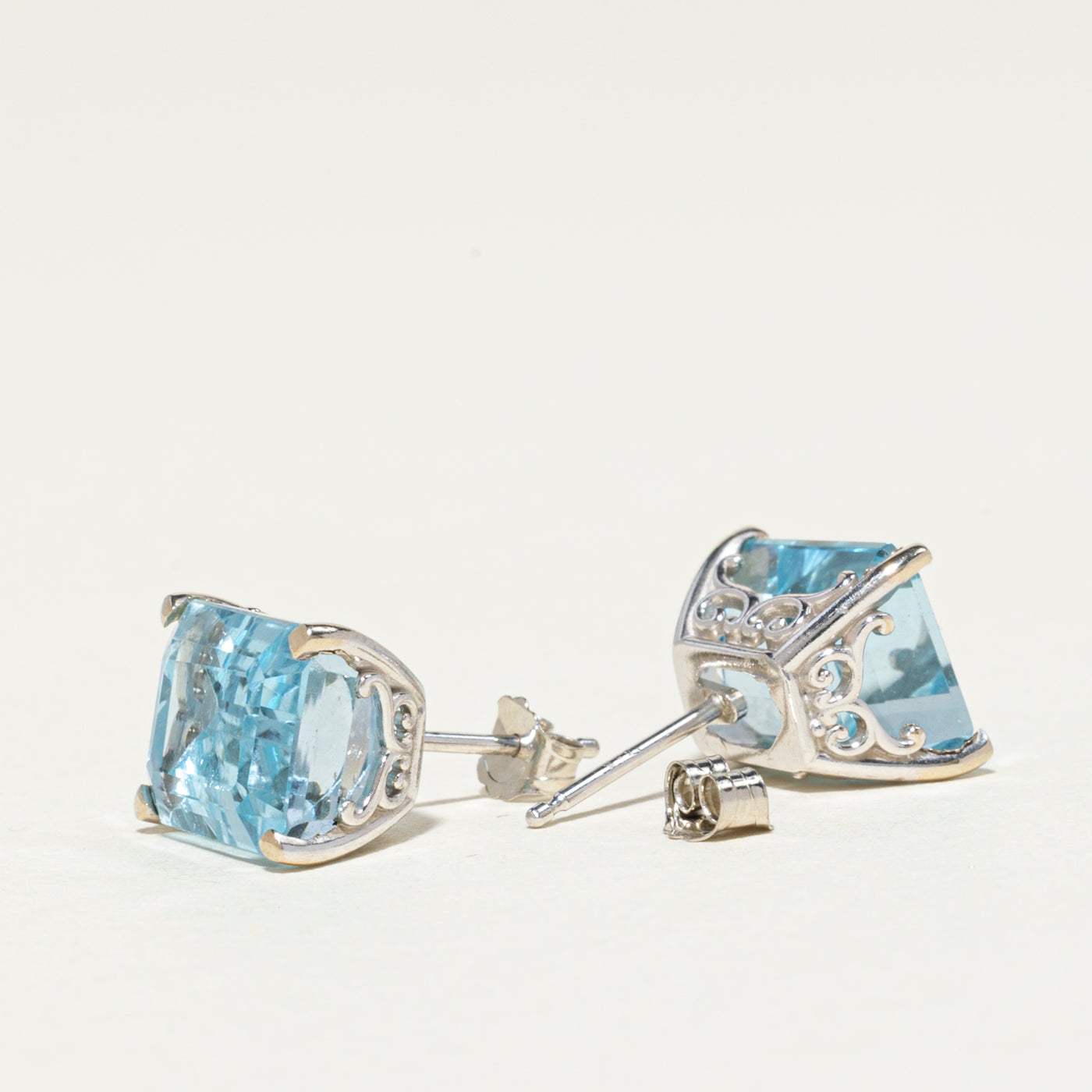 14K Blue Topaz Stud Earrings - 8.00ctw Genuine Gemstone Earrings for Women | Perfect for Weddings, Anniversaries & Everyday Elegance