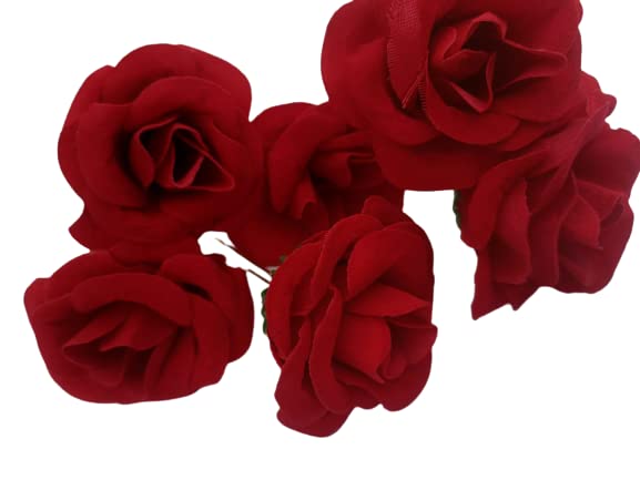 Elegant Red Rose Hair Pins - 3 Inch Metal Jura Bun Clips for Women & Girls - Bridal Hair Accessories for Weddings, Prom & Special Occasions