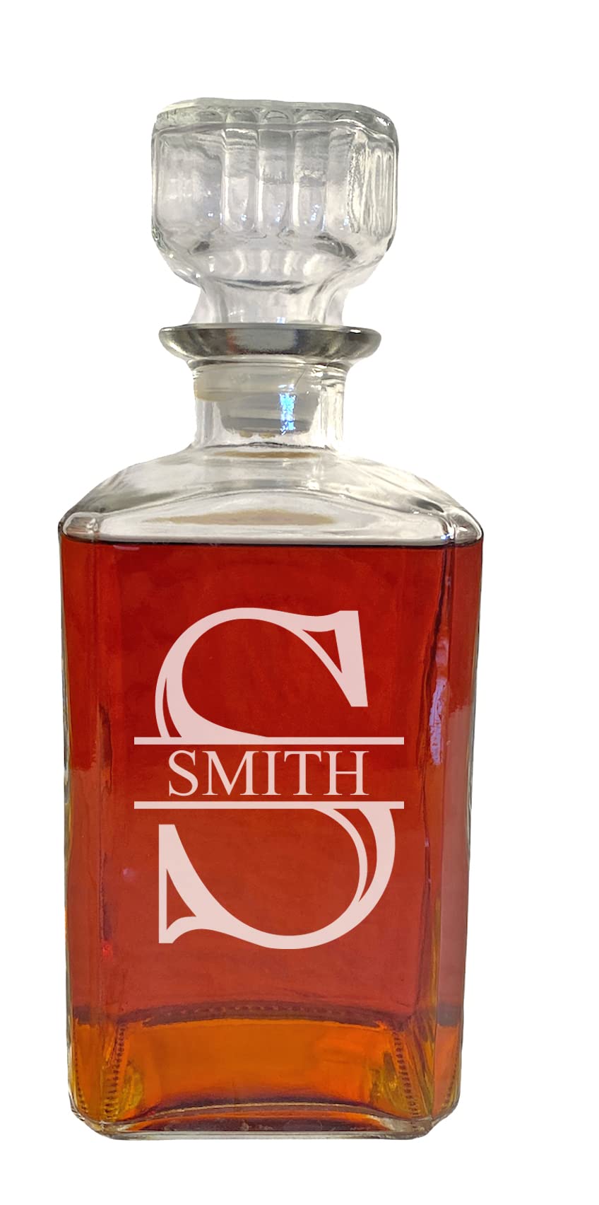 Custom Personalized Whiskey Decanter with Laser Engraving - Split Font Design - Unique Gift for Whiskey Lovers - Perfect for Home Bars, Anniversaries & Special Occasions
