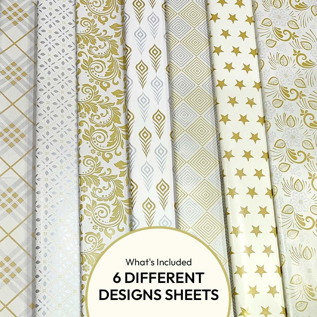 Premium OFIXO (MD2) Gift Wrapping Paper Roll - 6-Pack Mixed Designs for Birthday, Christmas & Party Presents | High-Quality Decorative Wrapping Sheets for Gifts, Crafts & DIY Projects