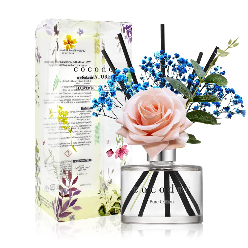 COCODOR Pink Reed Diffuser - 200ml Pure Cotton Scented Oil for Home & Office | Long-Lasting Aromatherapy, Room Freshener, Women's Gift Idea (Perfect for Bedroom, Bathroom, Living Room Decor)