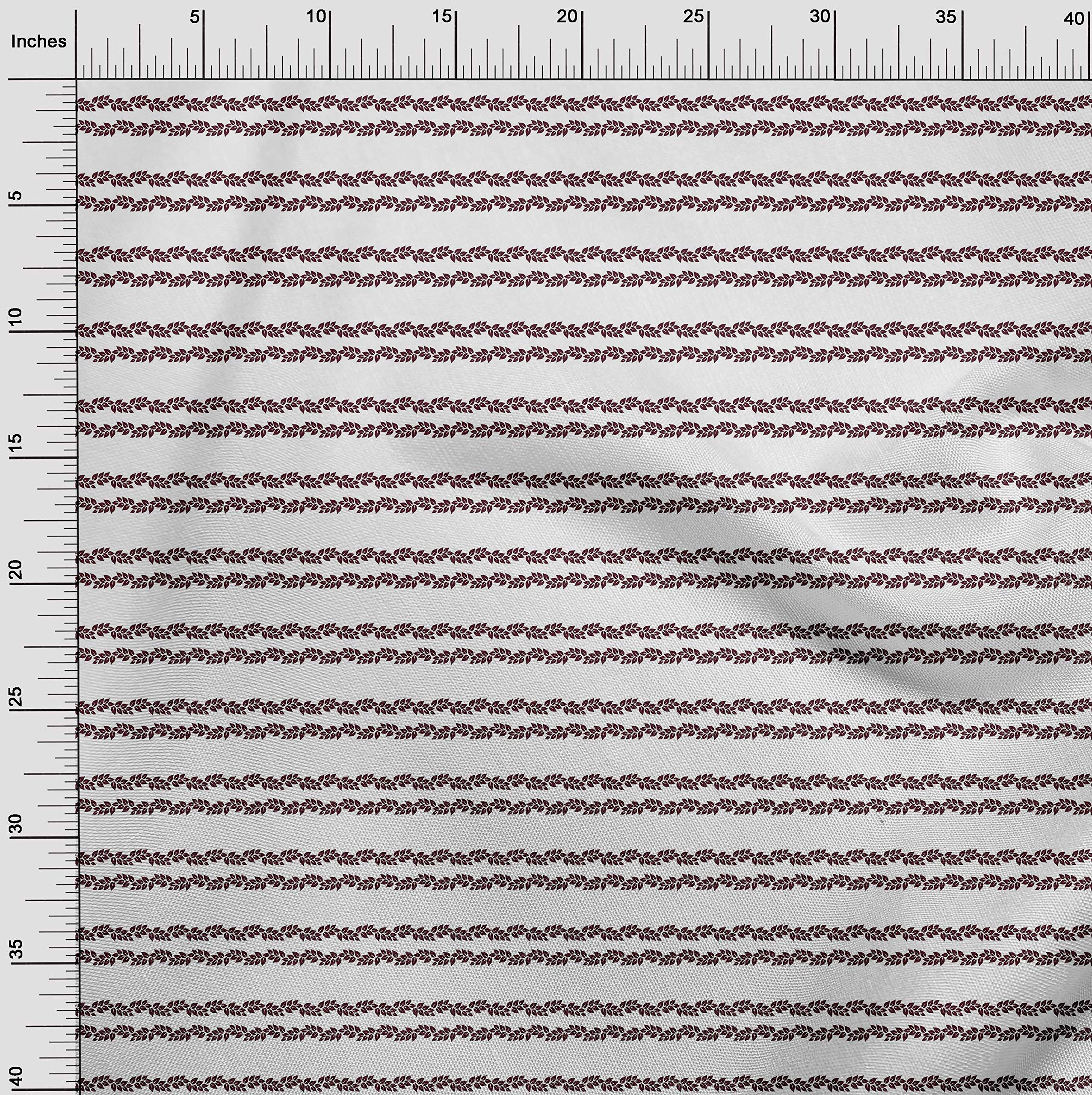 Premium Cotton Silk Blend Maroon Fabric with Leaf Print - 42 Inch Wide for DIY Clothing, Dresses, and Home Decor Sewing Projects | OneOone Fabric by The Yard
