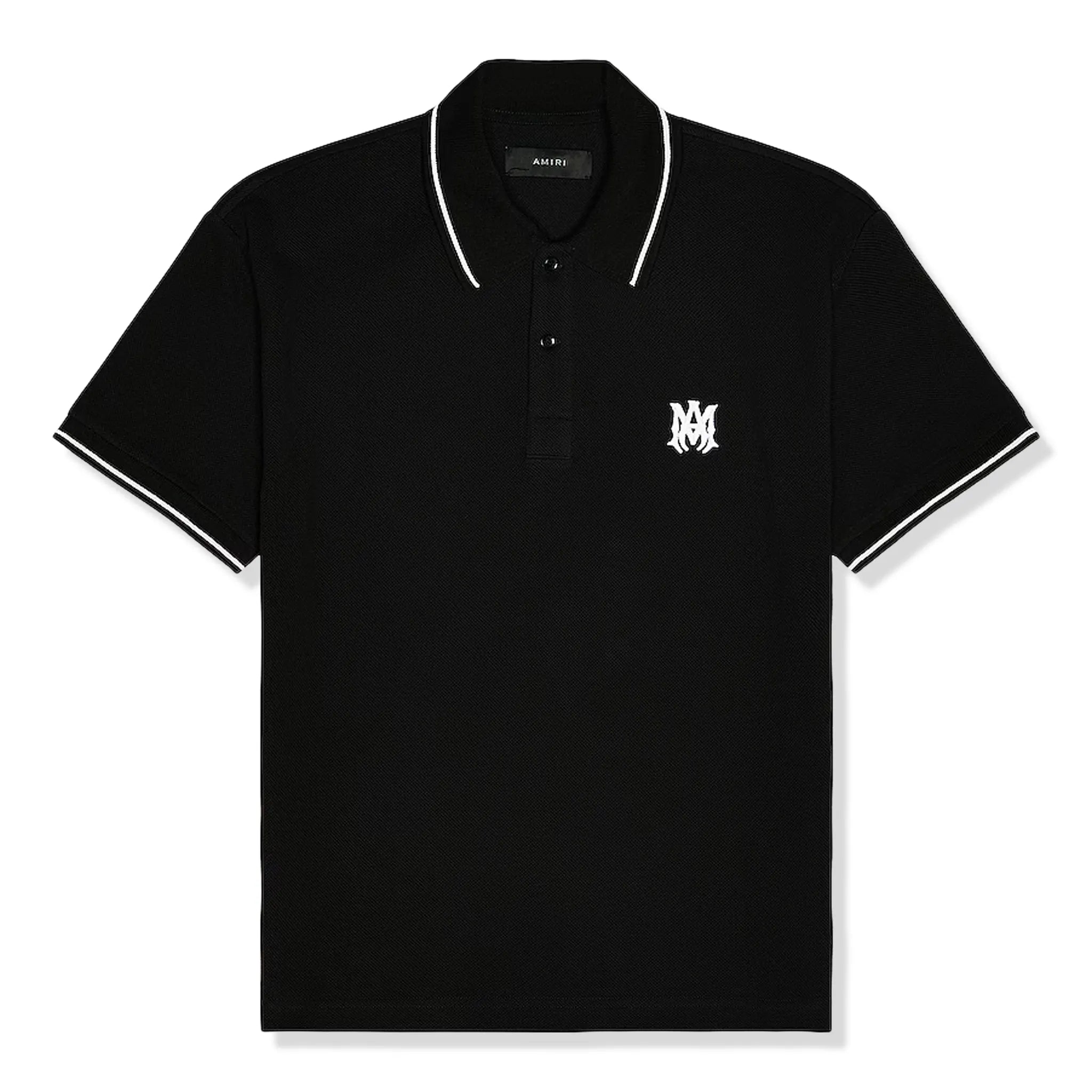 Amiri Men's Solid Black Short Sleeve Polo Shirt - Casual & Business Wear for Summer Outfits