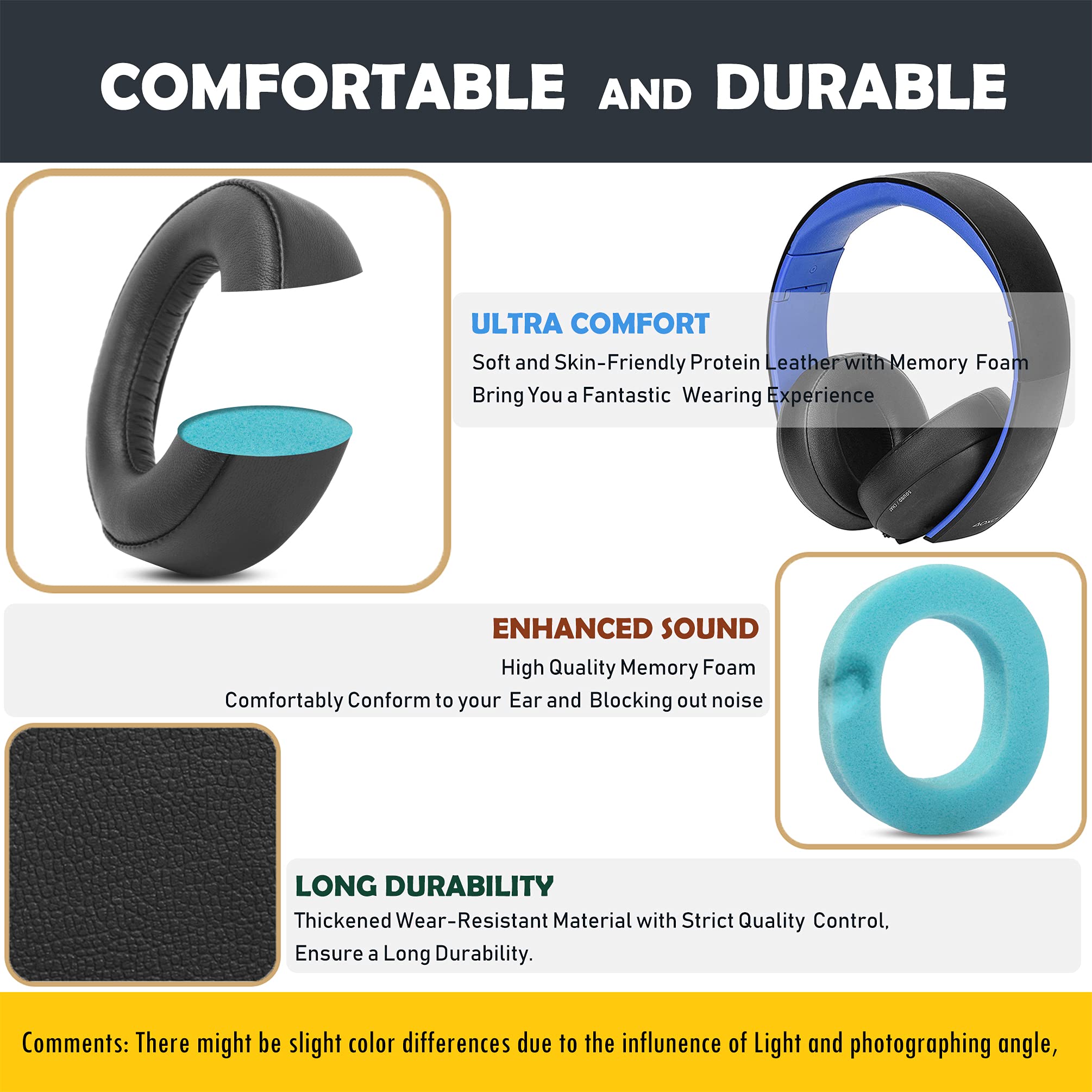 Premium Replacement Earpads for Sony Gold Wireless PS3/PS4 Headset (CECHYA-0083) - Soft Memory Foam Cushions with Noise Isolation - Perfect for Gaming, Music & Virtual Surround Sound 7.1 Experience