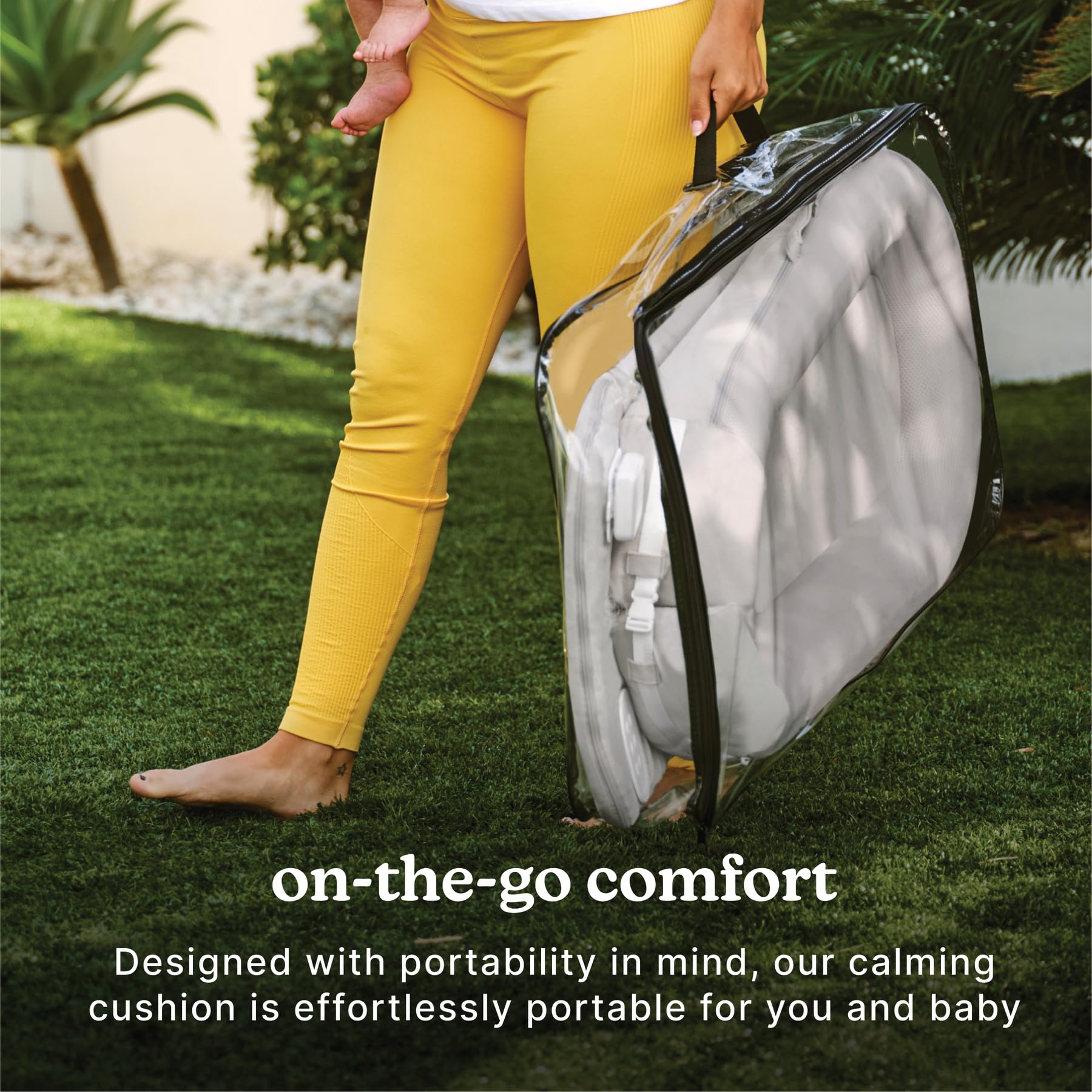 Homedics 3-in-1 Calming Baby Cushion with Soothing Sound & Vibration - Safe Cordless Rechargeable Cuddler for Newborns & Infants - Machine Washable Gray - Perfect for Nursery, Travel & Soothing Fussy Babies