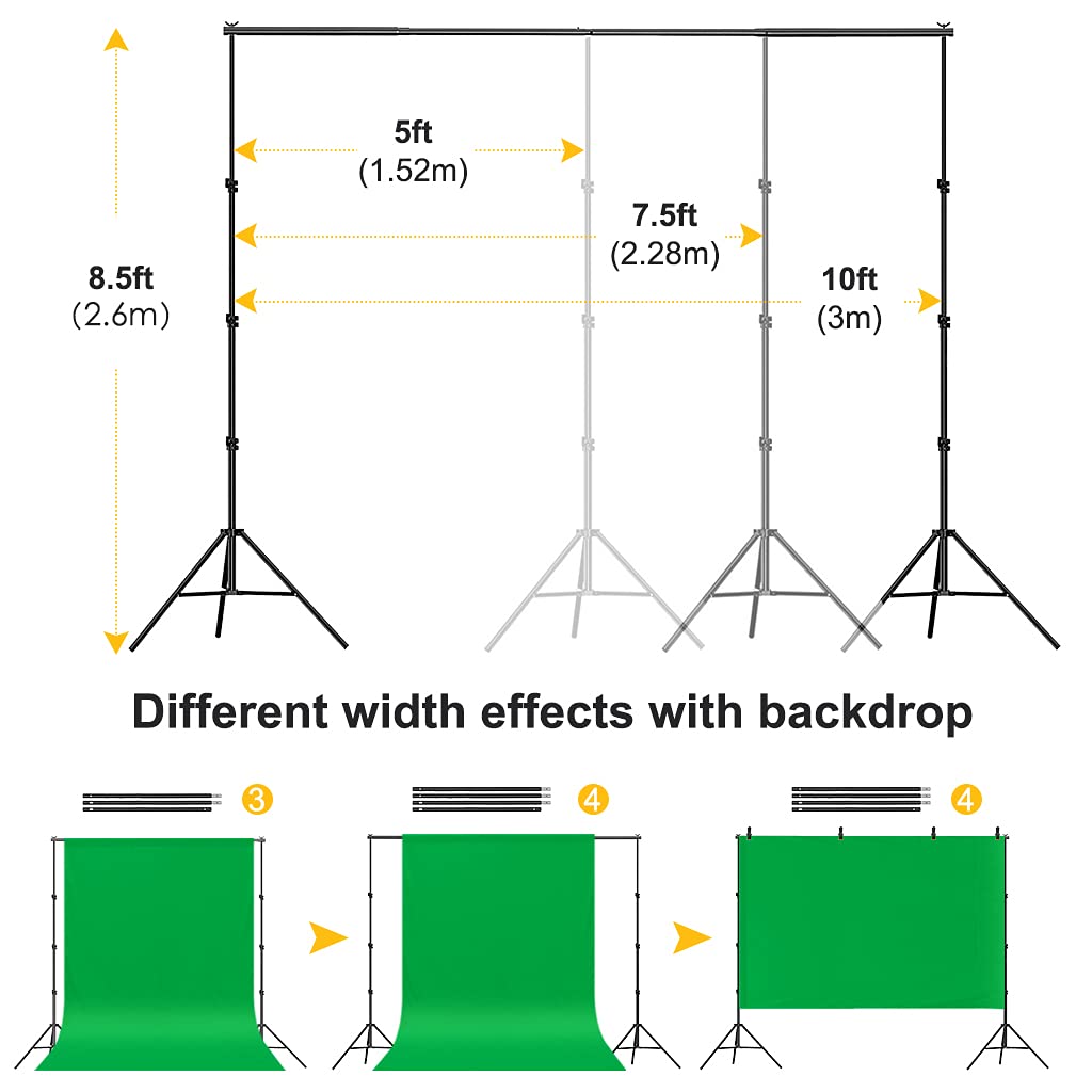 8.5x10ft Adjustable Backdrop Stand Kit for Party Decorations, Baby Showers & Photography - Includes Spring Clamps, Backdrop Clips, Sandbag & Carrying Bag - Perfect for Events, Weddings, Photo Studios & Home Decor