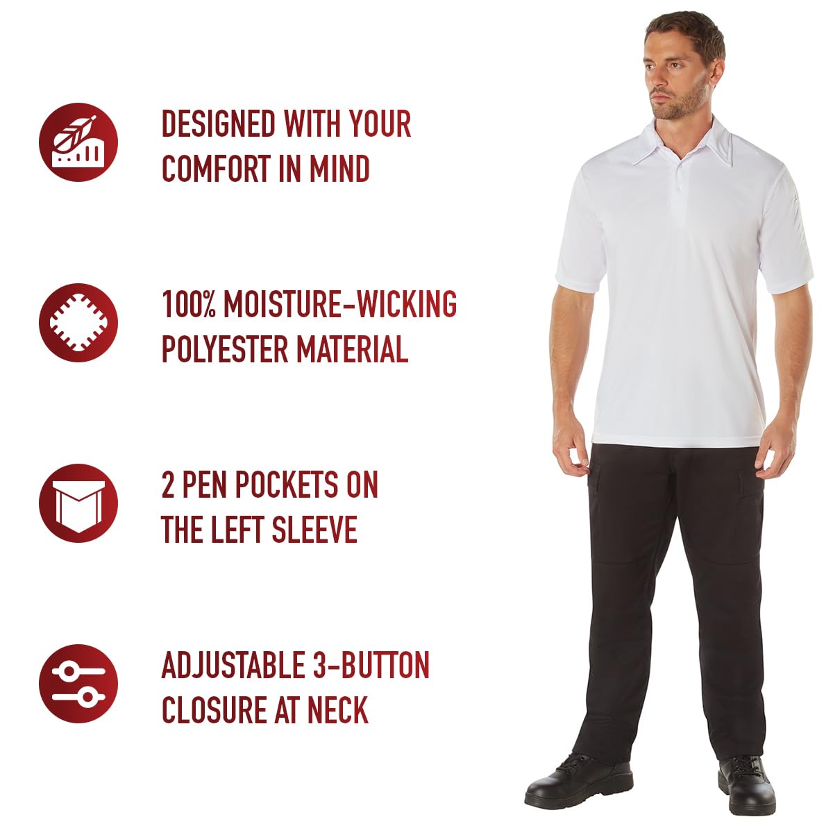 Rothco Tactical Performance Polo Shirt - Moisture Wicking, Quick Dry, Durable for Outdoor & Military Use - Perfect for Hiking, Camping, and Tactical Operations