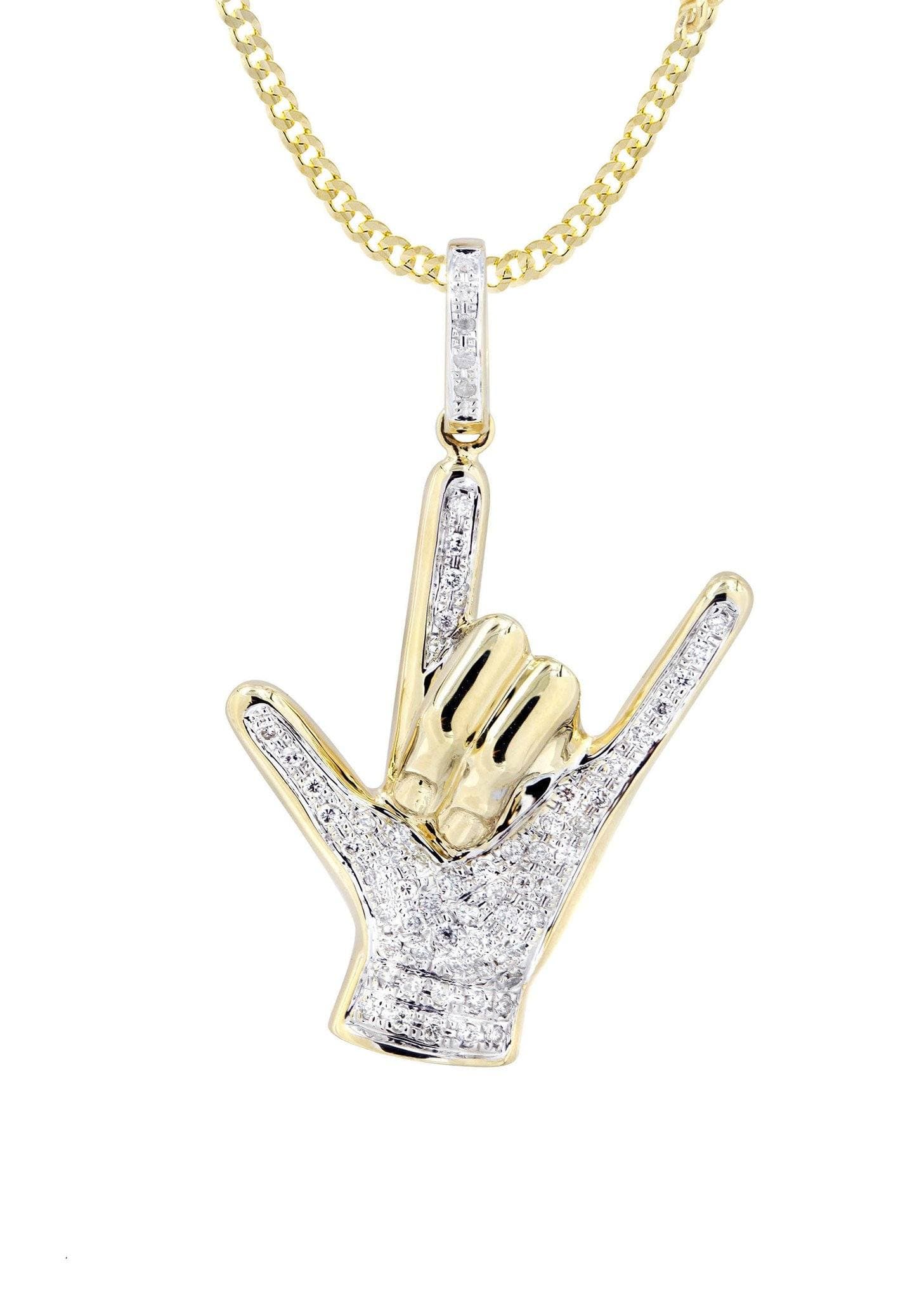 14K Yellow Gold Diamond Pendant Necklace for Women | 0.36 Carat Dainty Hand Charm Jewelry | Perfect for Anniversary, Valentine's Day & Special Occasion Gifts