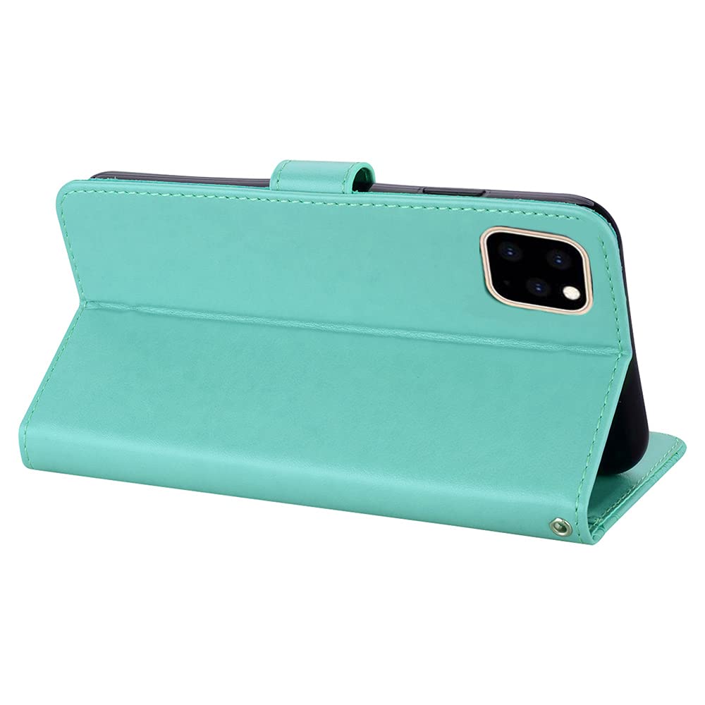 Premium PU Leather iPhone 13 Mini Wallet Case with Card Holder Slots & Kickstand - Cute Owl Embossed Design for Women & Men (5.4 Inch, Owl Green) | Perfect for Daily Use, Travel, and Hands-Free Viewing