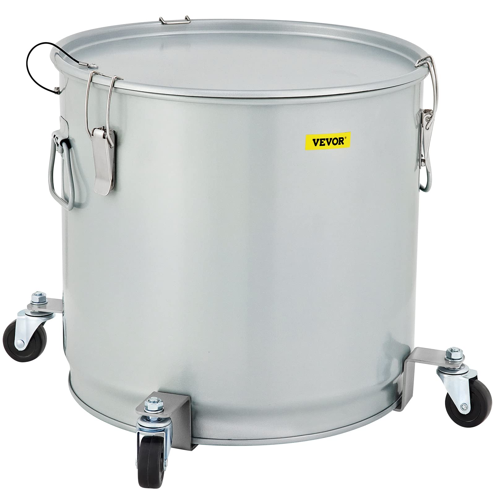 VEVOR 15.9 Gallon Commercial Deep Fryer Grease Bucket - 60L Coated Carbon Steel Oil Filter Pot with Caster Wheels, 123 LBS Capacity Oil Disposal Caddy, Locking Lid & Nylon Filter Bag - Perfect for Restaurants, Food Trucks & Commercial Kitchens