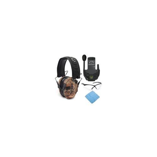 Walker's Razor Slim Electronic Shooting Earmuffs - Noise Cancelling Hearing Protection with Walkie Talkie & Safety Glasses Bundle - Perfect for Hunting, Shooting Range & Outdoor Activities