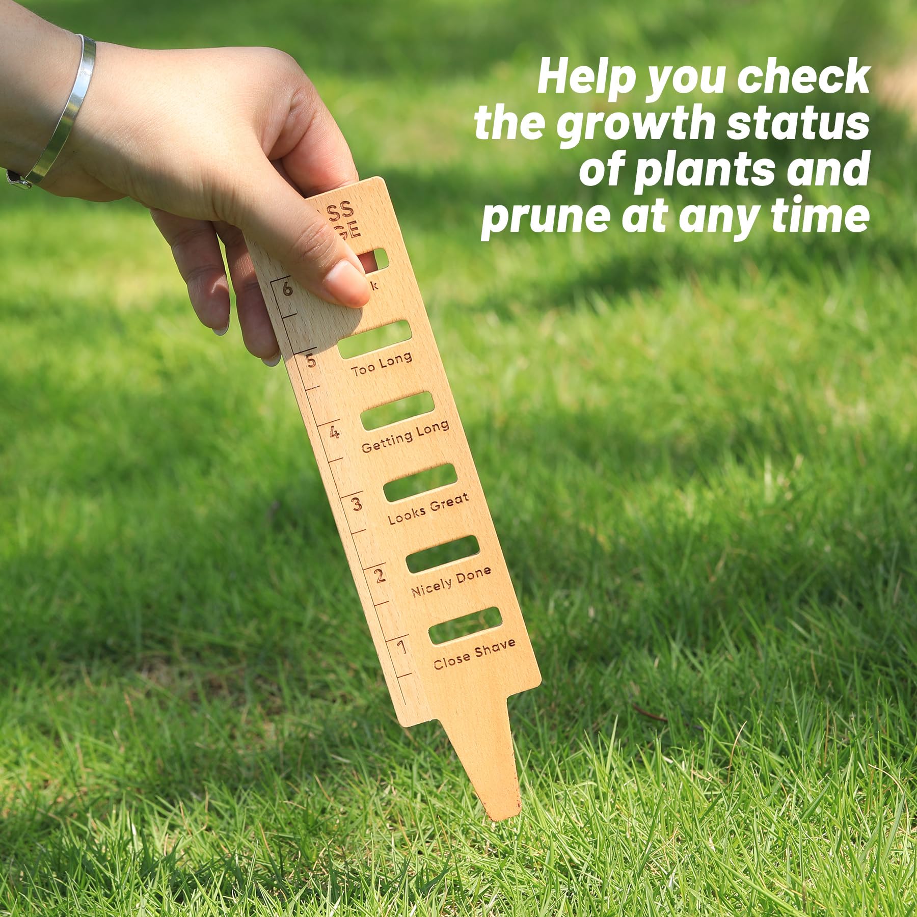 2PCS Wooden Grass Gauge Ruler - Outdoor Lawn Measurement Tool for Perfect Grass Trimming | Yard Care Essential with Height Indicator | Ideal Gardening Gift for Lawn Lovers | Perfect for Measuring Turf Height in Residential & Commercial Landscapes