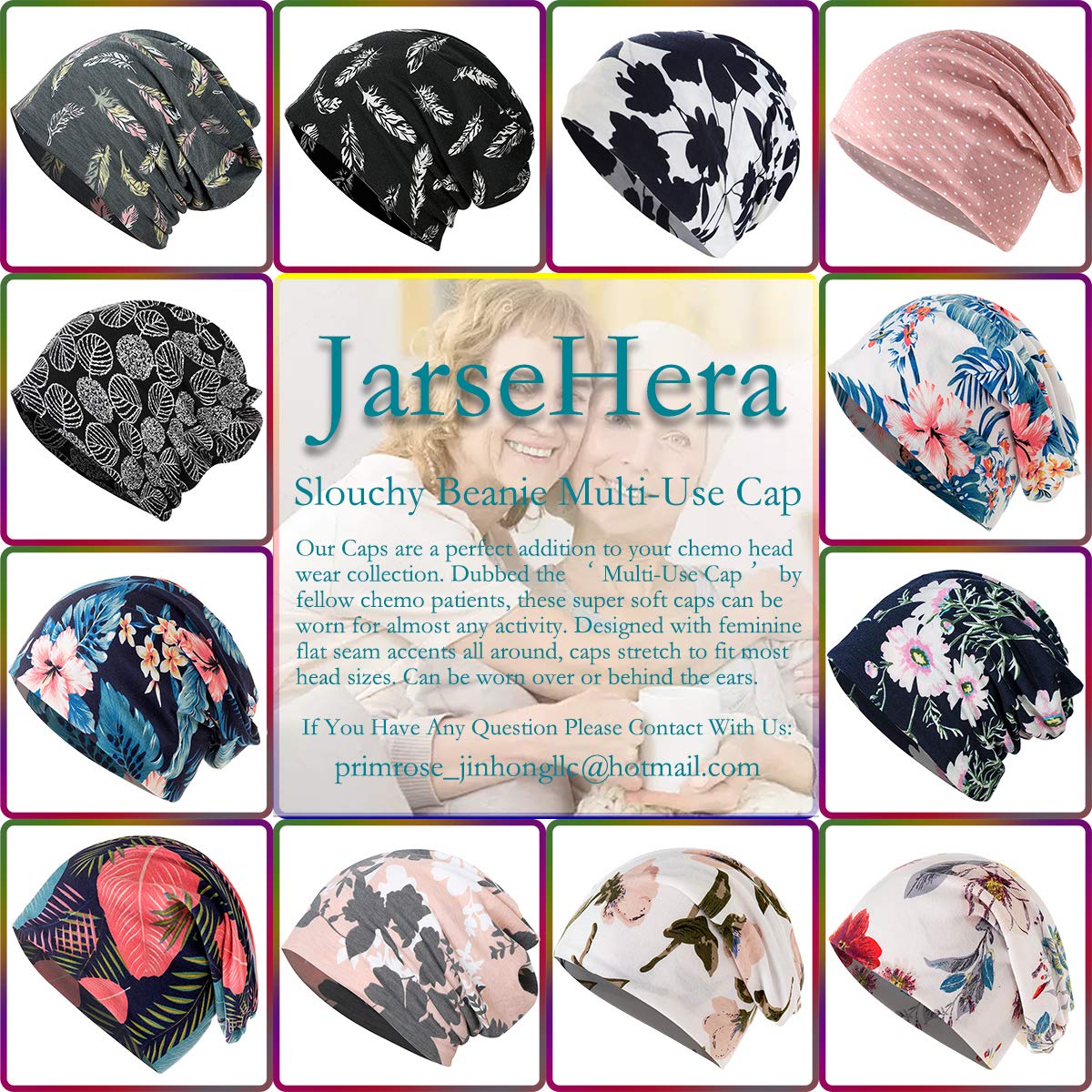 JarseHera Women's Slouchy Beanie - Soft Cotton Chemo Cap & Cancer Headwear - Comfortable Turban Hat for Winter, Cold Weather & Indoor Use - Perfect for Chemotherapy Patients, Cancer Survivors & Everyday Wear