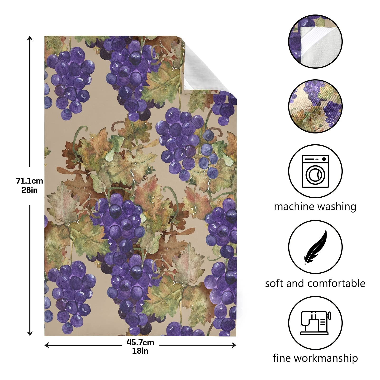 **6-Pack Watercolor Purple Grape Kitchen Towels Set – Ultra Soft, Absorbent Polyester Dish Towels & Tea Towels (28x18 Inch) – Perfect for Kitchen, Bar, and Dining Use**