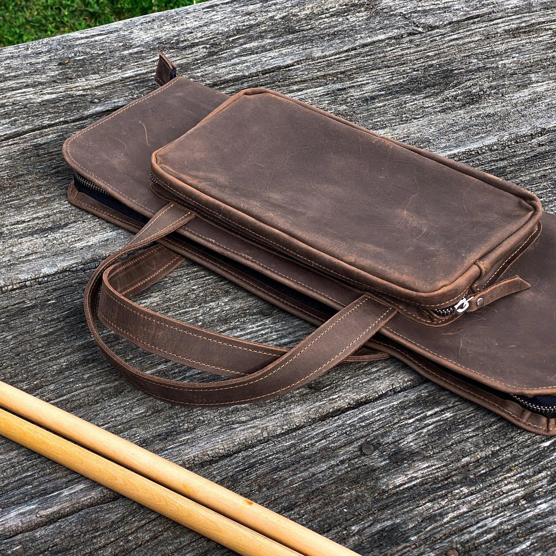 Premium Leather Drumstick Bag for Drummers - Durable & Stylish Stick Holder for Gigging, Practice & Travel