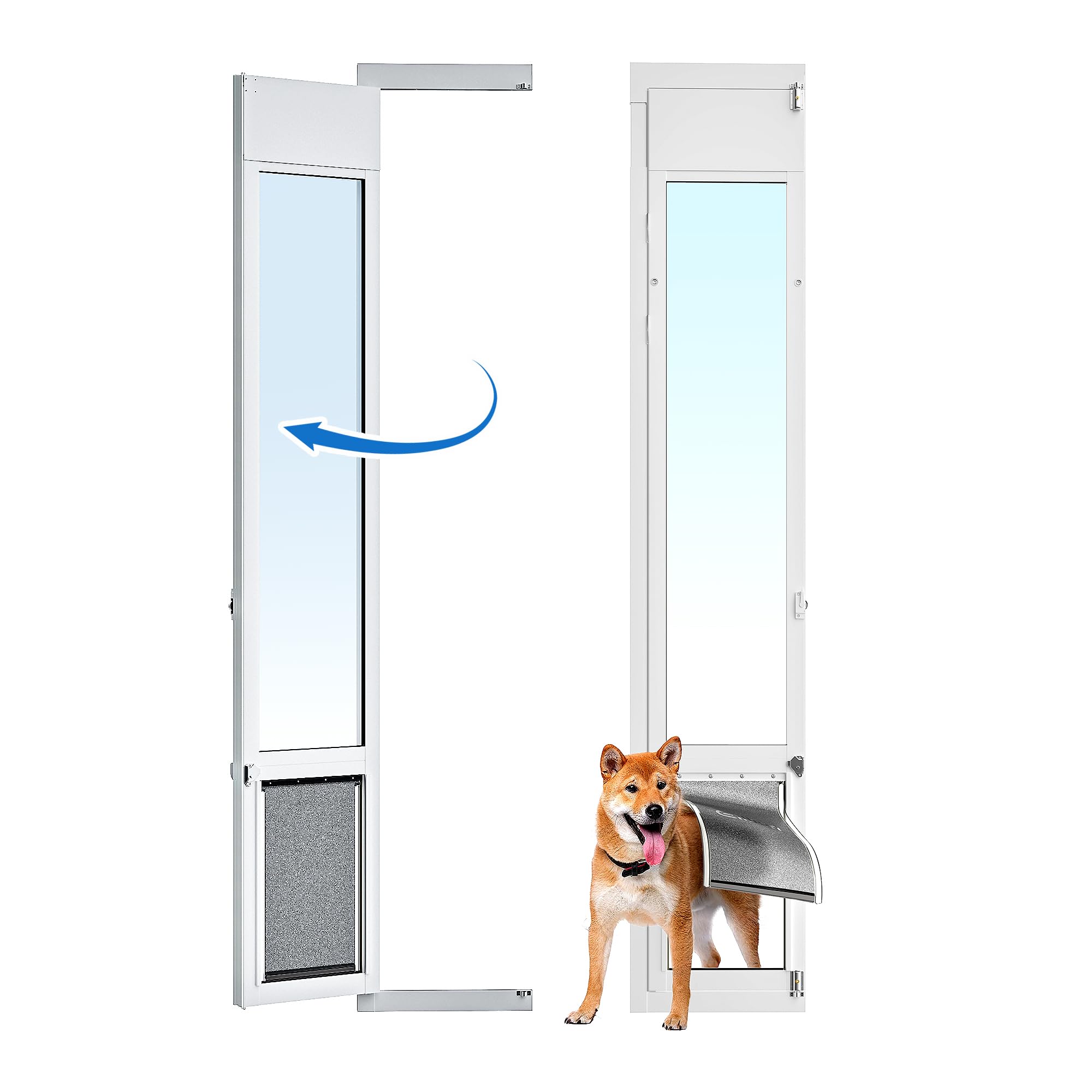 Heavy Duty Large Dog Door for Sliding Glass Doors - Adjustable 75 7/8