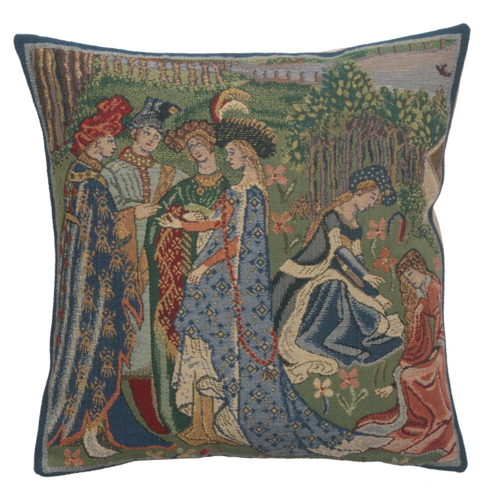 Duc De Berry II Belgian Woven Cushion Cover - 16x16 Inch Square Decorative Pillow Case for Sofa, Bed & Couch - Luxury Hand-Finished Throw Pillow Cover for Living Room Decor - Perfect for Home, Office & Indoor Use