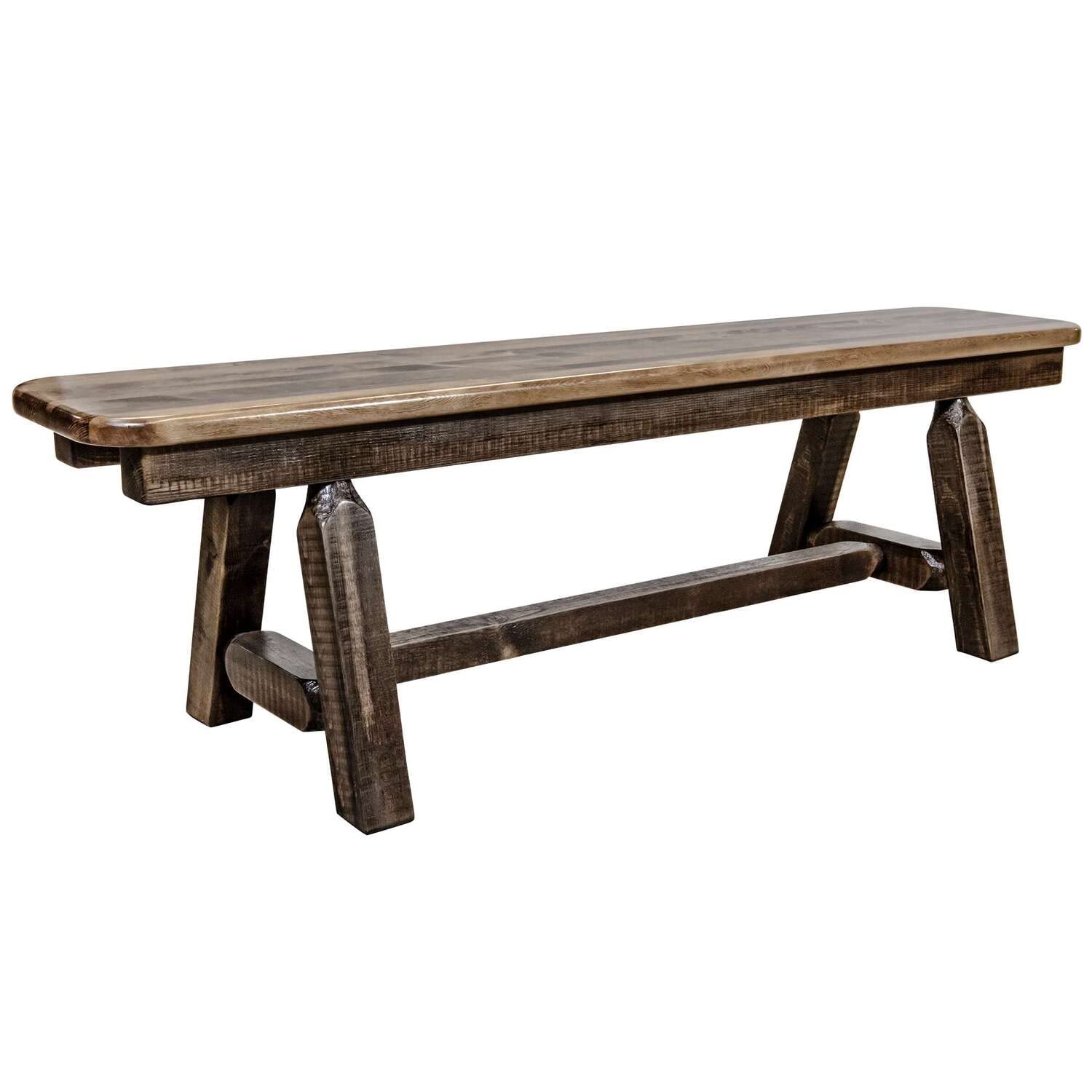 Montana Woodworks Homestead Collection Plank Style Bench - Solid Wood, Stain & Clear Lacquer Finish - Perfect for Entryway, Porch, or Garden Seating
