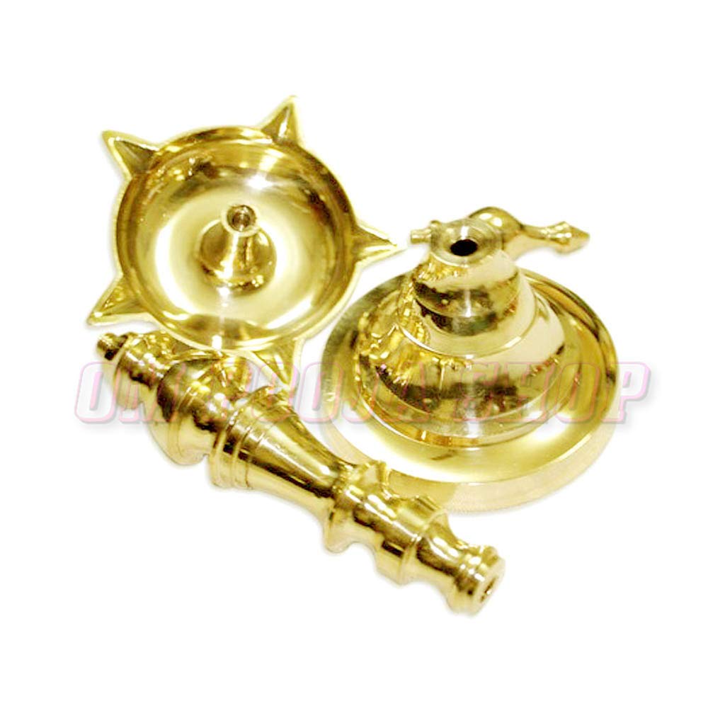 2 Pack Brass Samai Oil Lamp Diya - 10.25 Inch Traditional Indian Deepam for Pooja, Home Decor & Meditation | Handcrafted Hindu Puja Diya for Festivals, Weddings & Spiritual Ceremonies