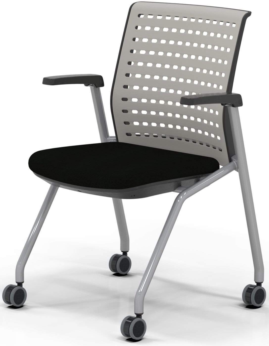 Safco Mayline Thesis Training Chair with Flip-Up Arms - Black Fabric [KTS1SGBLK] - Perfect for Office Training, Conference Rooms & Classrooms