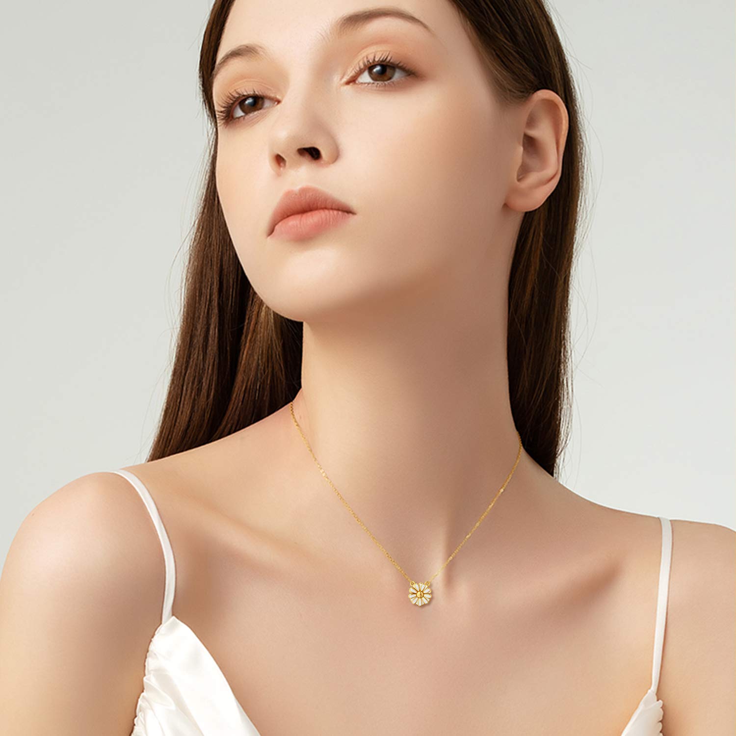 14K Solid Gold Flower Pendant Necklace for Women - Elegant Floral Jewelry Gift for Wife, Mother, Girlfriend - Perfect for Birthday, Anniversary, Mother's Day - Everyday Wear & Special Occasions