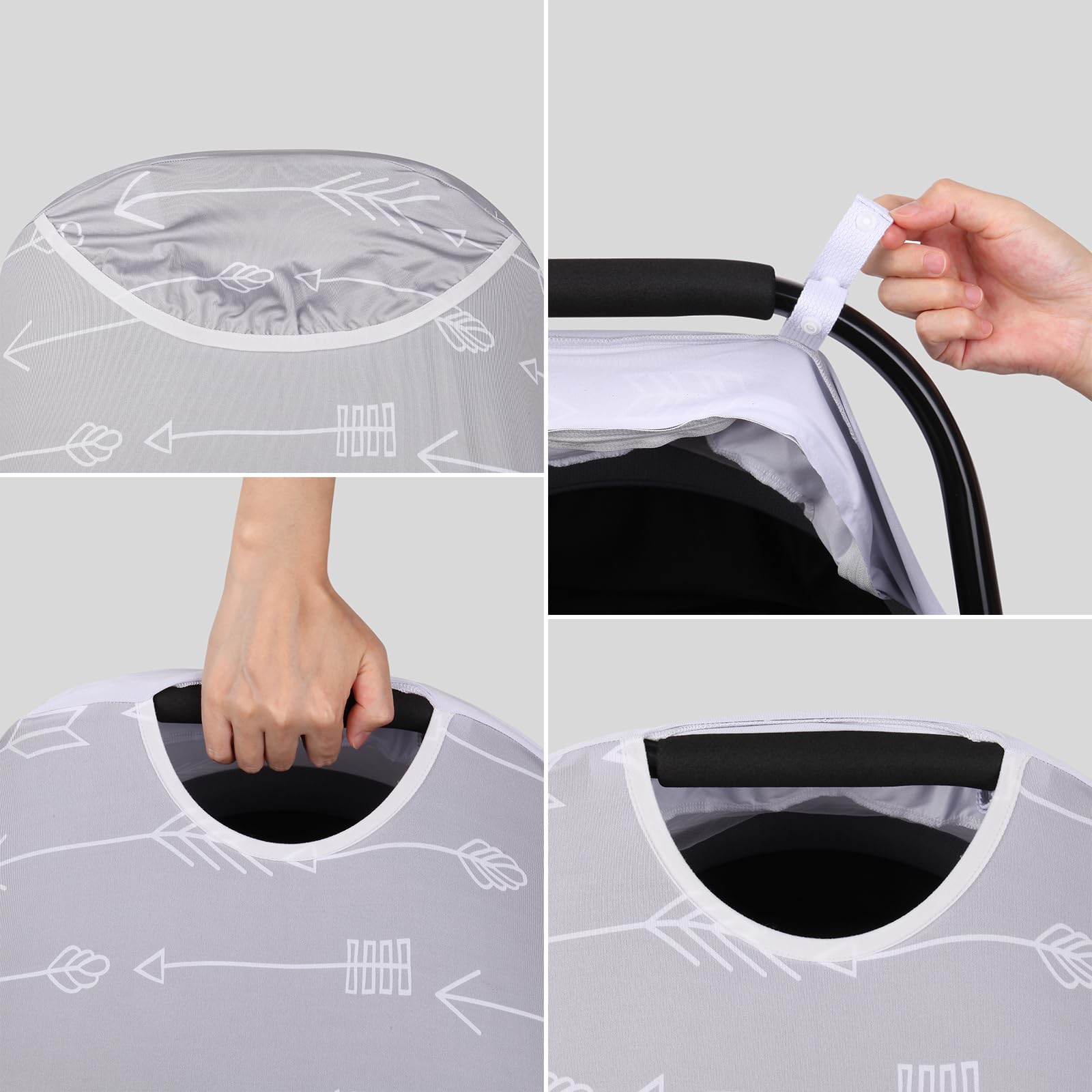 Metplus 2-in-1 Baby Car Seat Cover & Canopy with UPF Sun Shade - Universal Infant Carrier Cover for Boys & Girls - Privacy Protection & Safety for Strollers, Shopping Carts & Travel - Machine Washable & Stylish Design