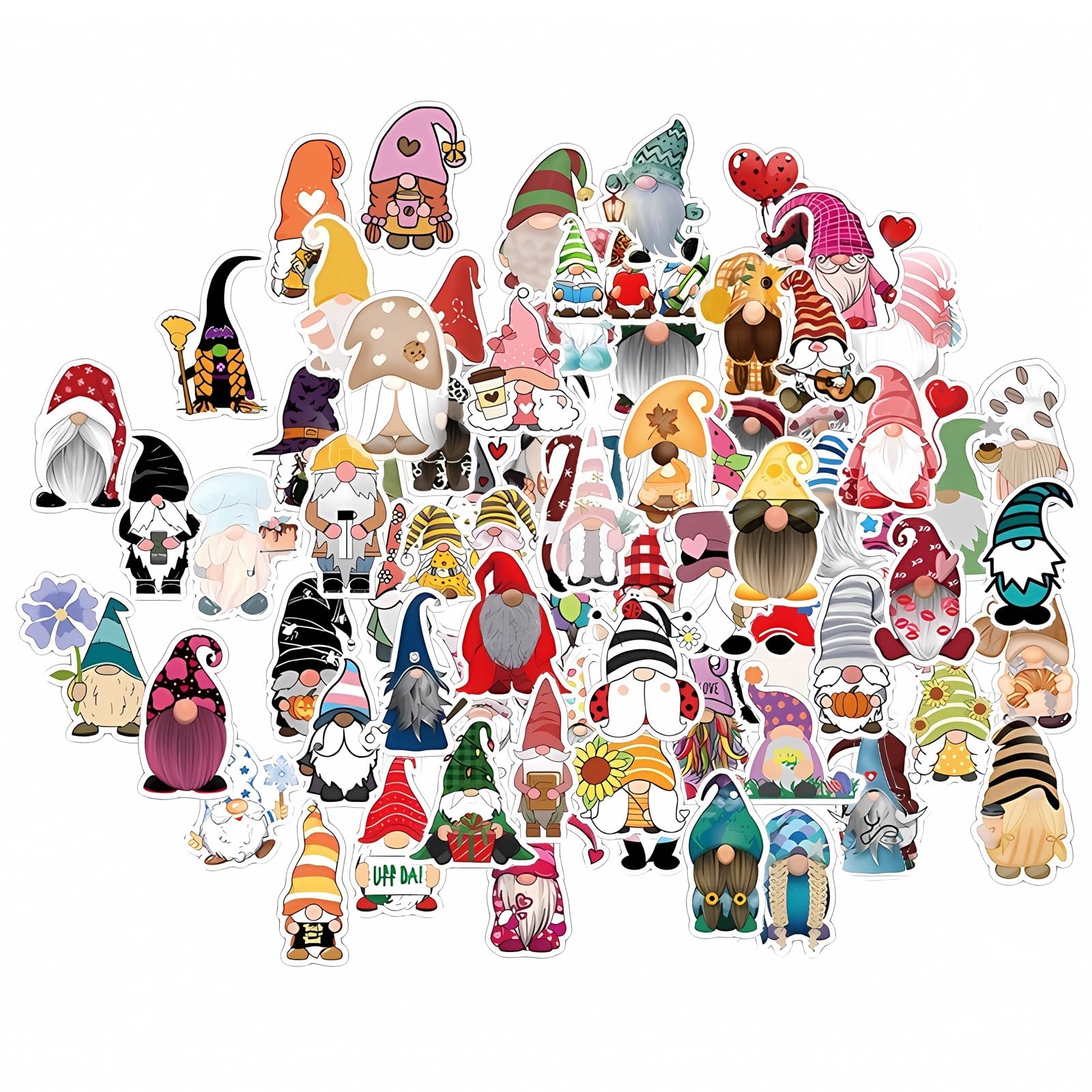 100 Pcs Christmas Gnome Stickers for Kids & Adults - Waterproof Decals for Water Bottles, Laptops, Scrapbooking, Envelopes & Party Favors - Perfect for Holiday Crafts, DIY Gifts & Christmas Decorations