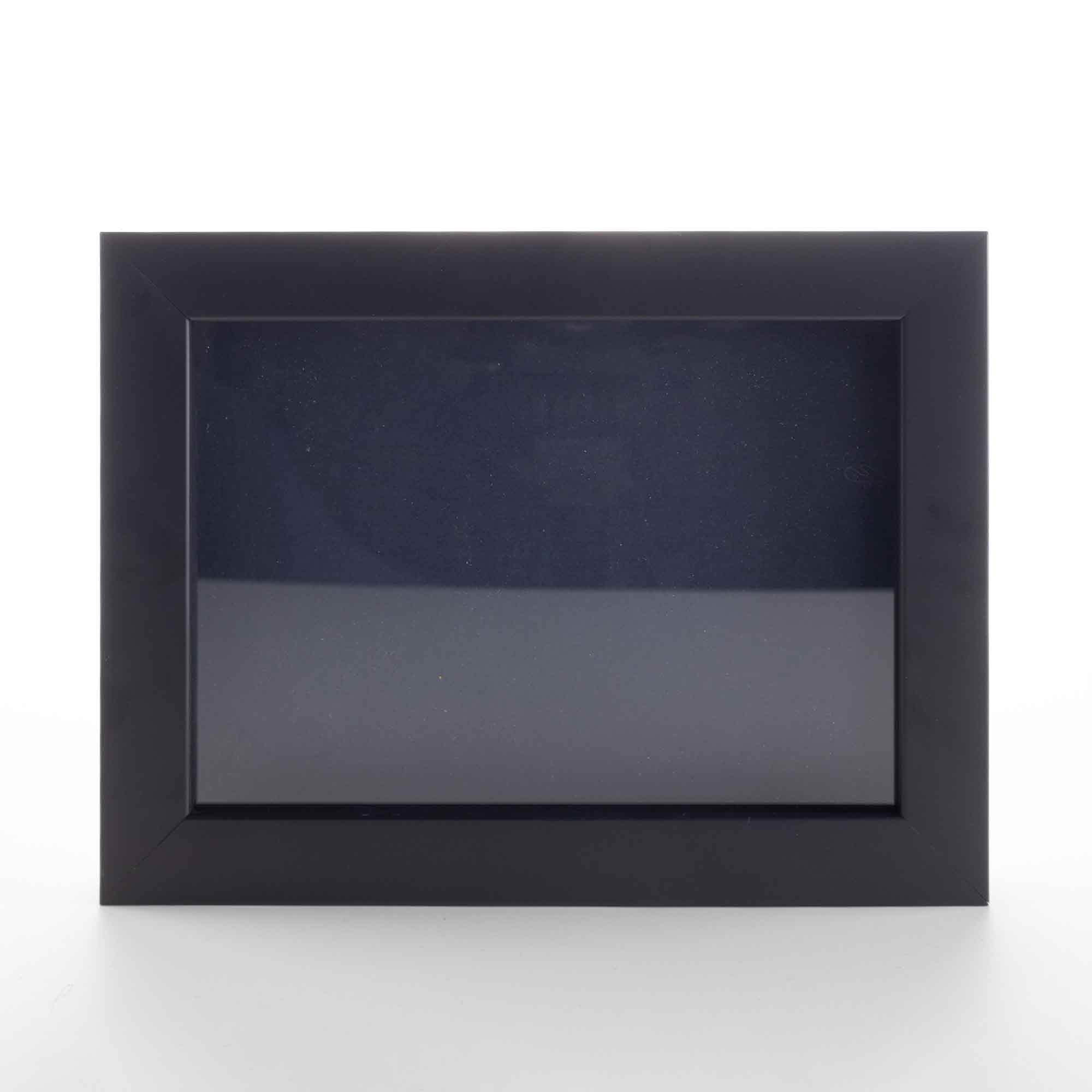 Black 14x28 Wood Shadow Box Display Frame with Navy Acid-Free Backing & UV Protective Acrylic - 3/4